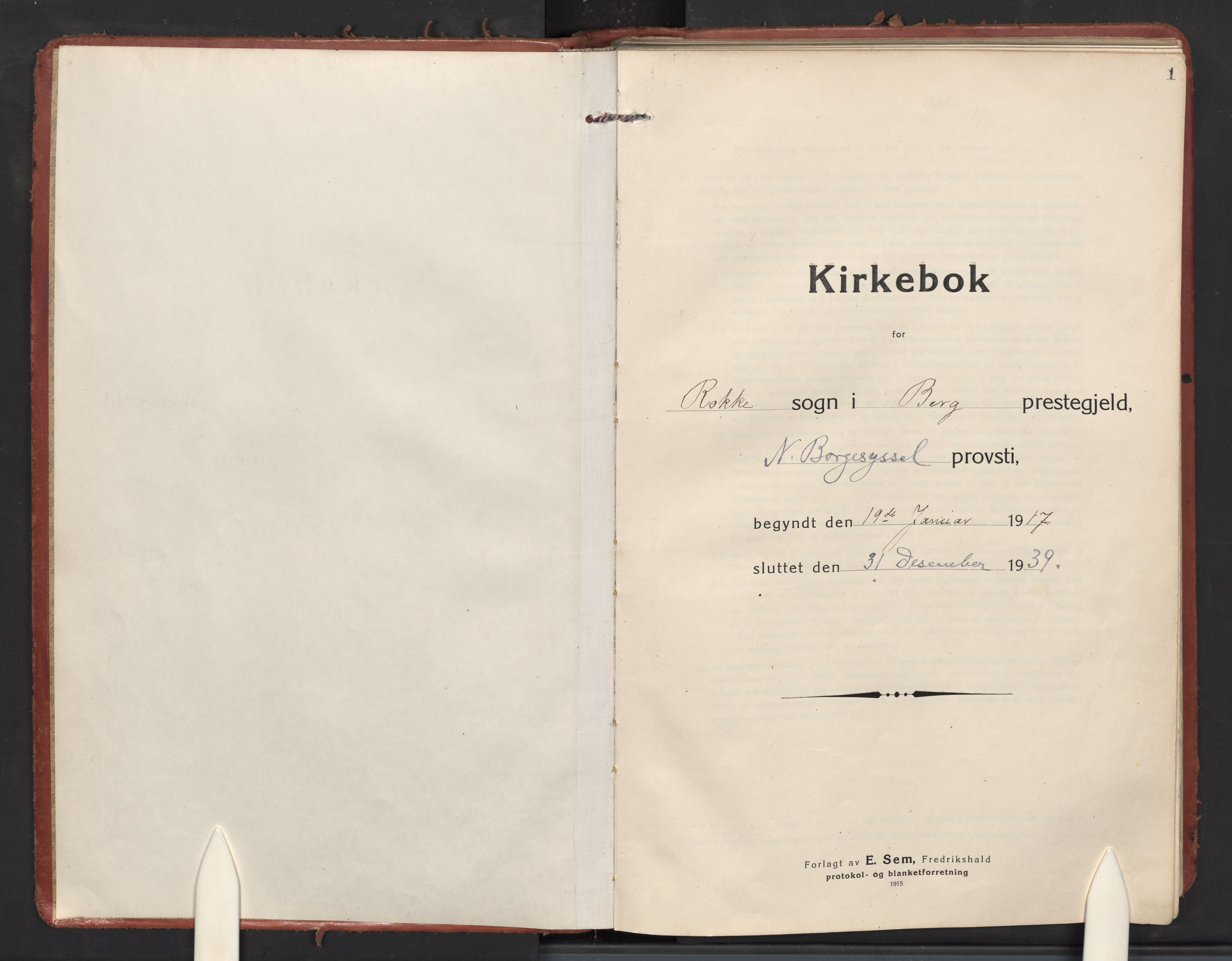 Berg prestekontor Kirkebøker, AV/SAO-A-10902/F/Fc/L0004: Ministerialbok nr. III 4, 1917-1939, s. 1