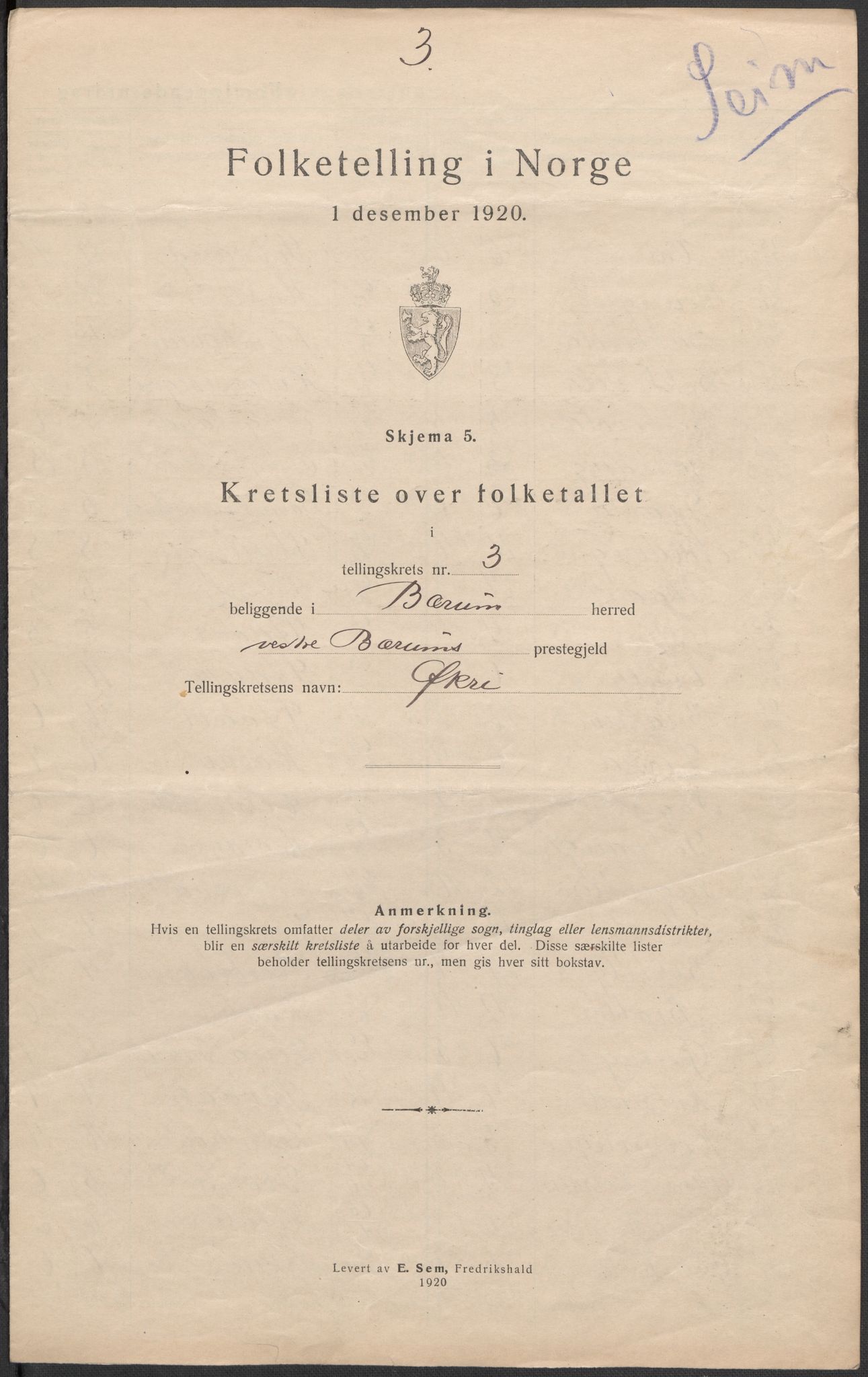 SAO, Folketelling 1920 for 0219 Bærum herred, 1920, s. 12