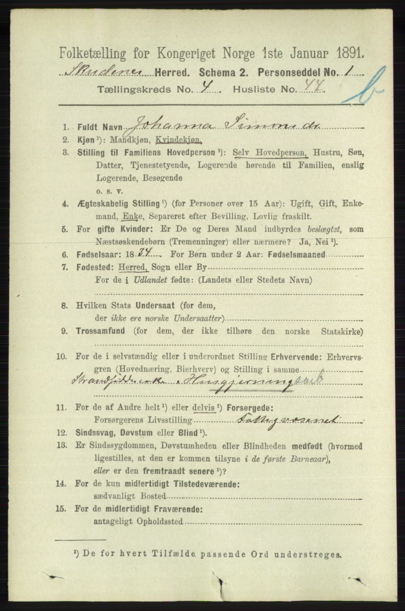 RA, Folketelling 1891 for 1150 Skudenes herred, 1891, s. 4778