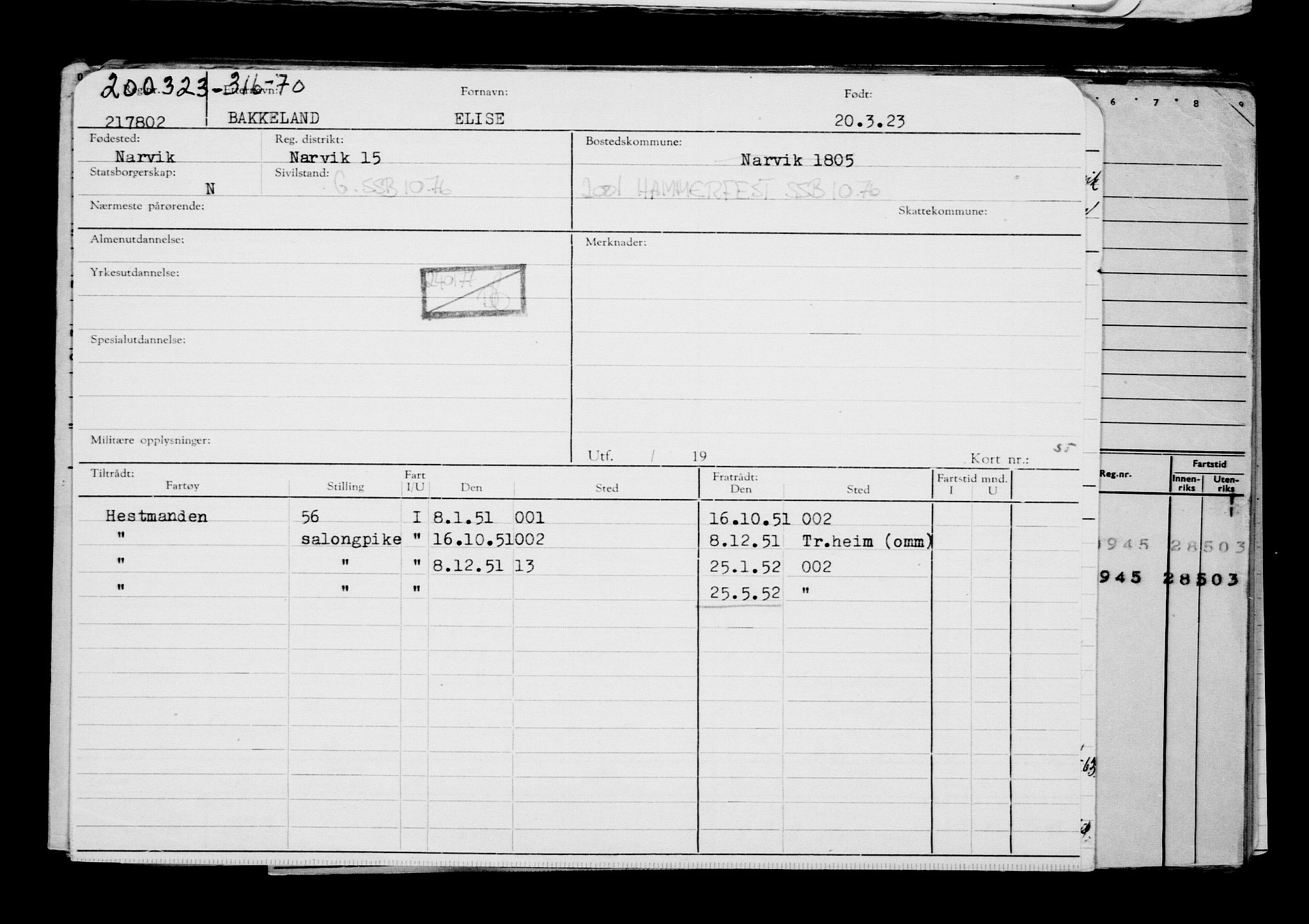 Direktoratet for sjømenn, RA/S-3545/G/Gb/L0216: Hovedkort, 1923, s. 585