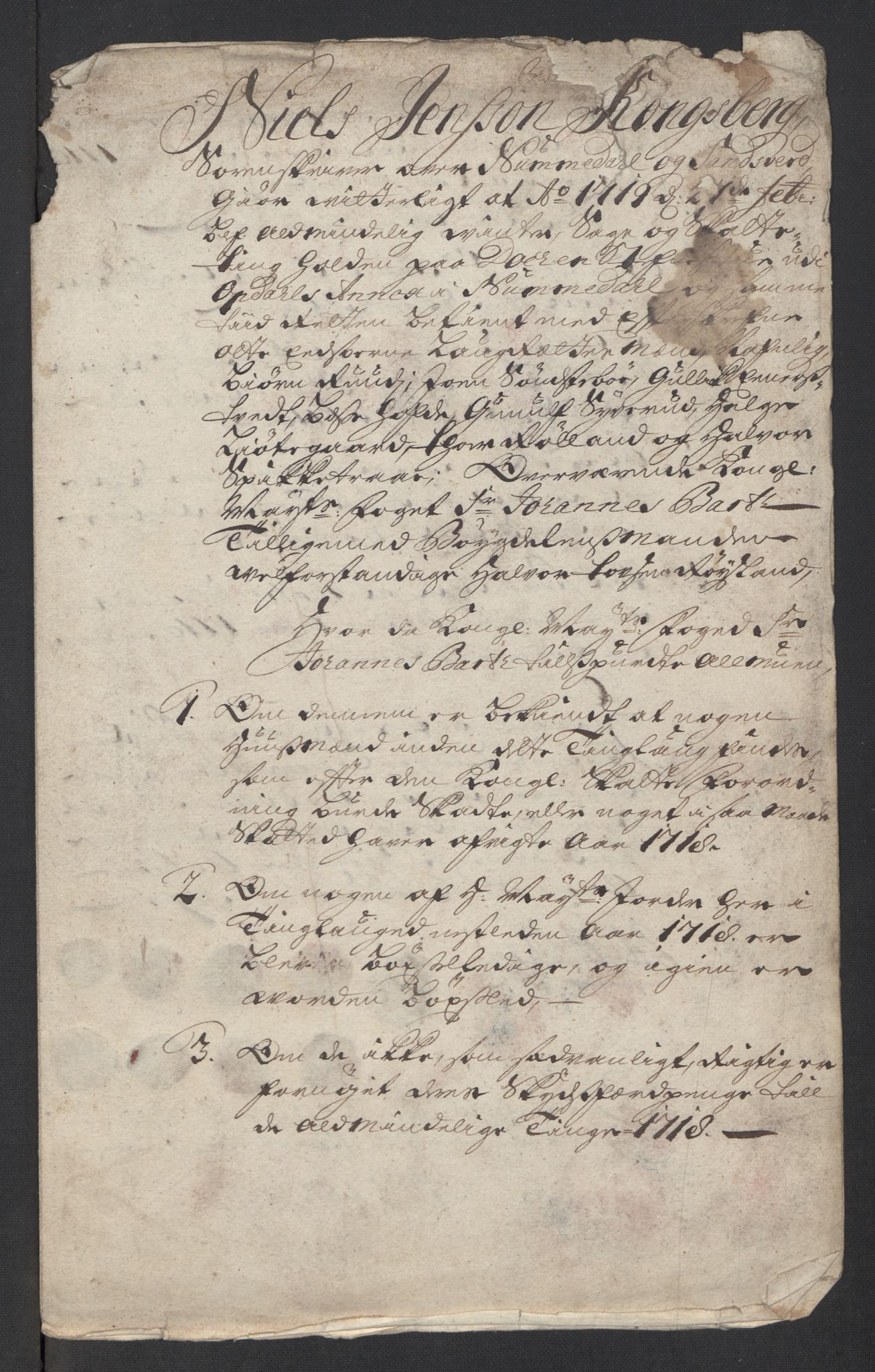 Rentekammeret inntil 1814, Reviderte regnskaper, Fogderegnskap, AV/RA-EA-4092/R24/L1594: Fogderegnskap Numedal og Sandsvær, 1718, s. 202