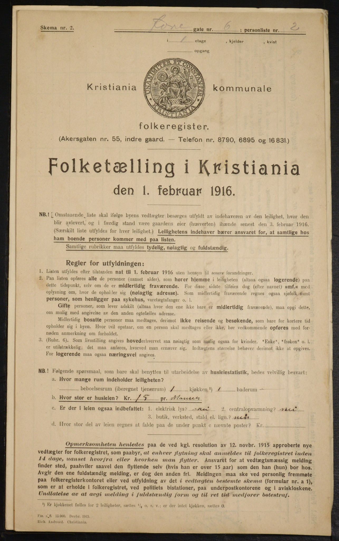 OBA, Kommunal folketelling 1.2.1916 for Kristiania, 1916, s. 133569