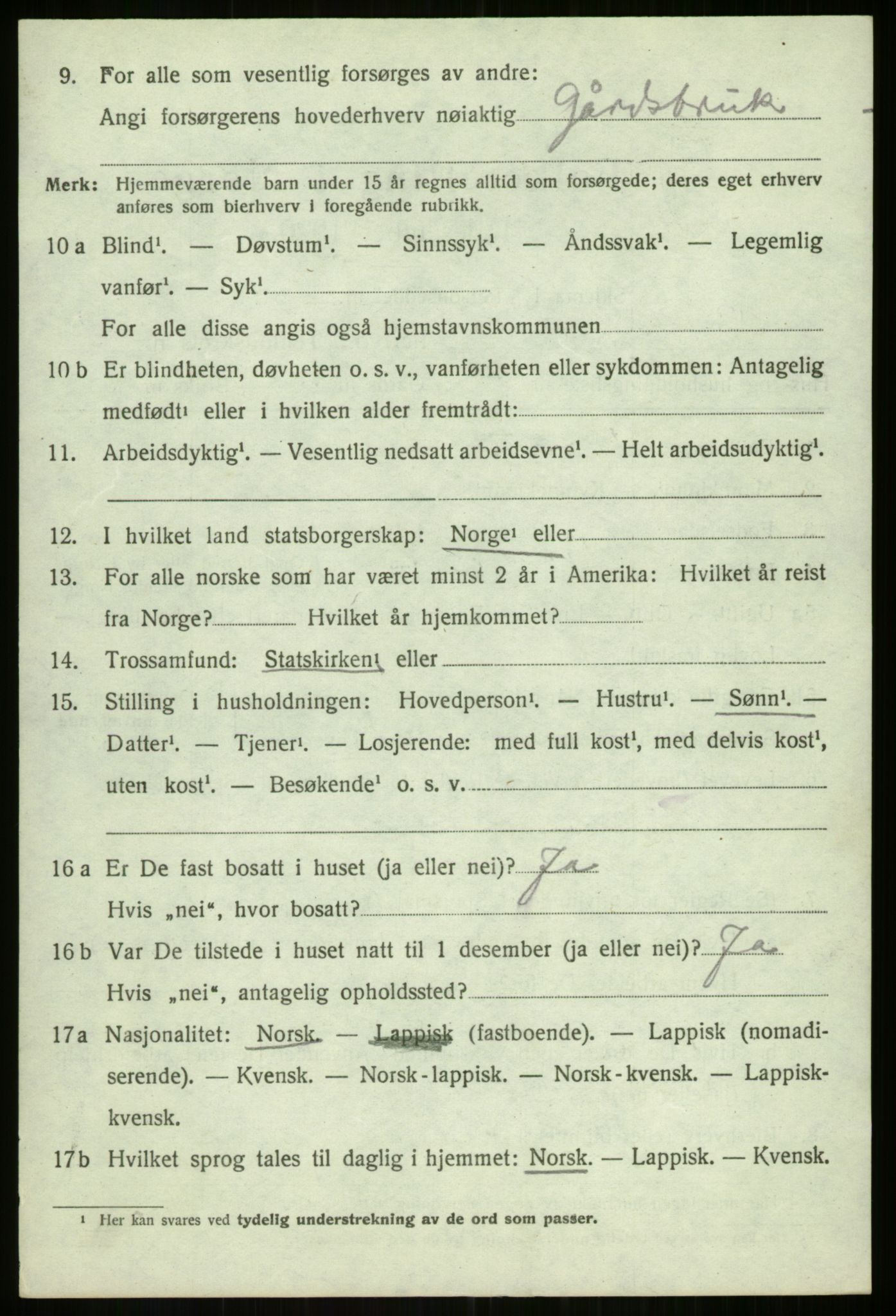 SATØ, Folketelling 1920 for 1933 Balsfjord herred, 1920, s. 3191
