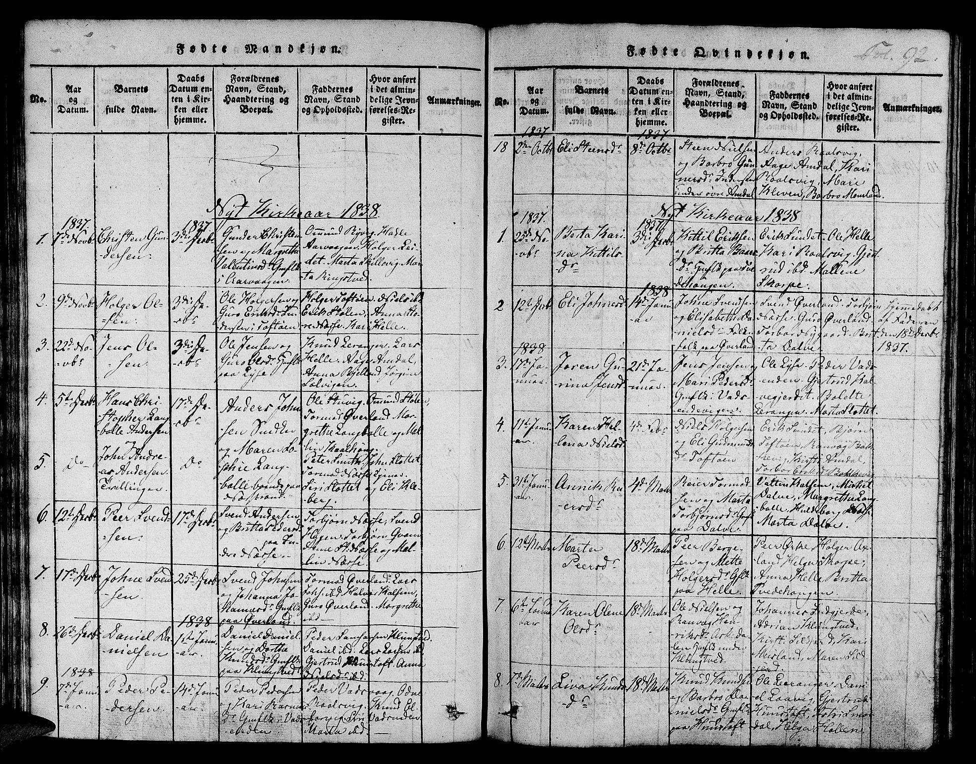Nedstrand sokneprestkontor, AV/SAST-A-101841/01/IV: Ministerialbok nr. A 6, 1816-1838, s. 92
