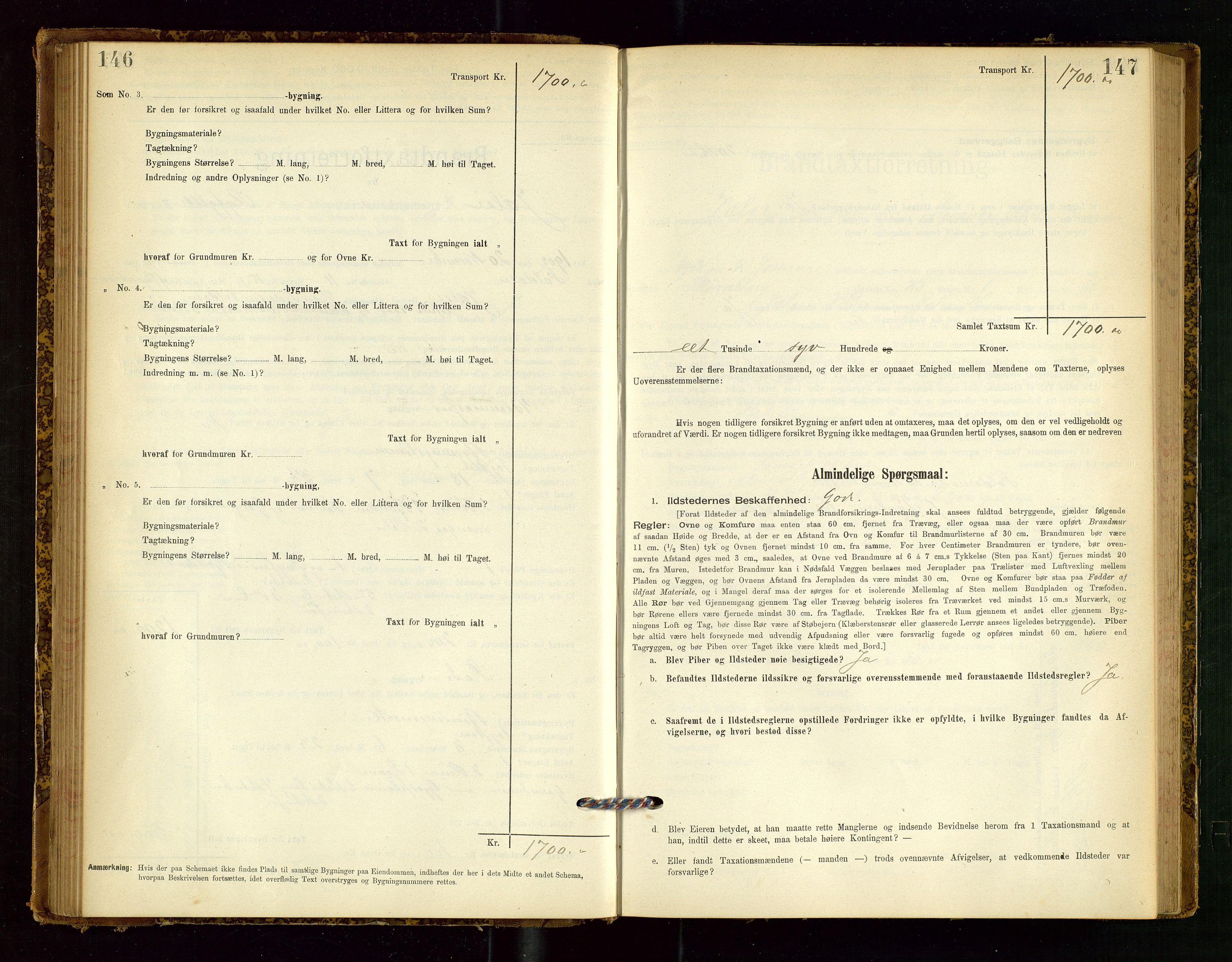 Jelsa lensmannskontor, SAST/A-100360/Gob/L0001: "Brandtaxationsprotocol", 1895-1918, s. 146-147
