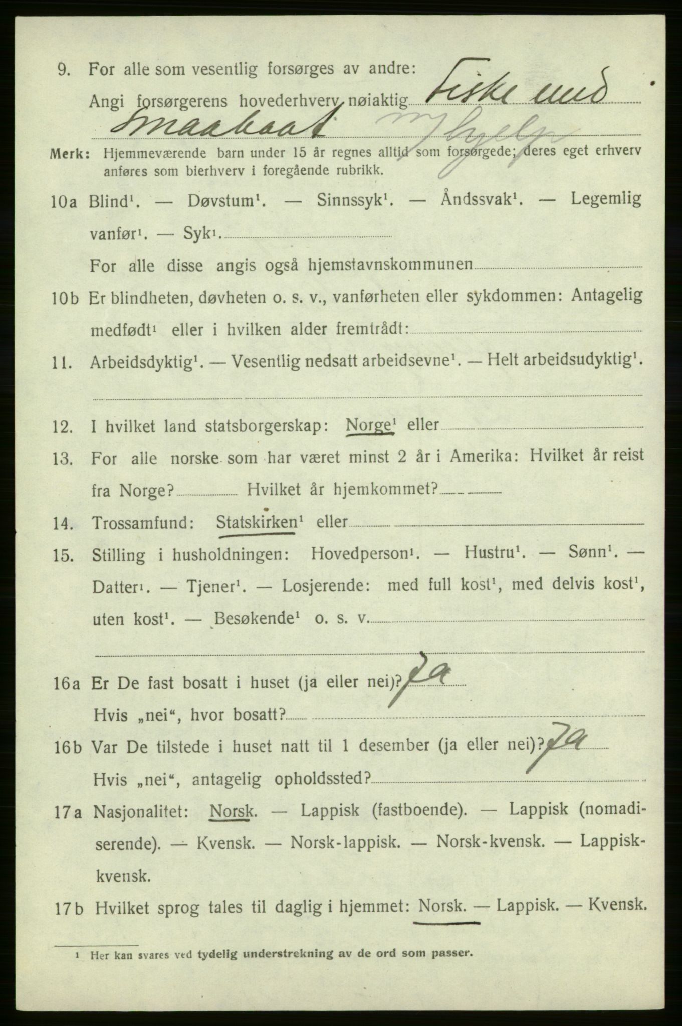 SATØ, Folketelling 1920 for 2015 Hasvik herred, 1920, s. 2320
