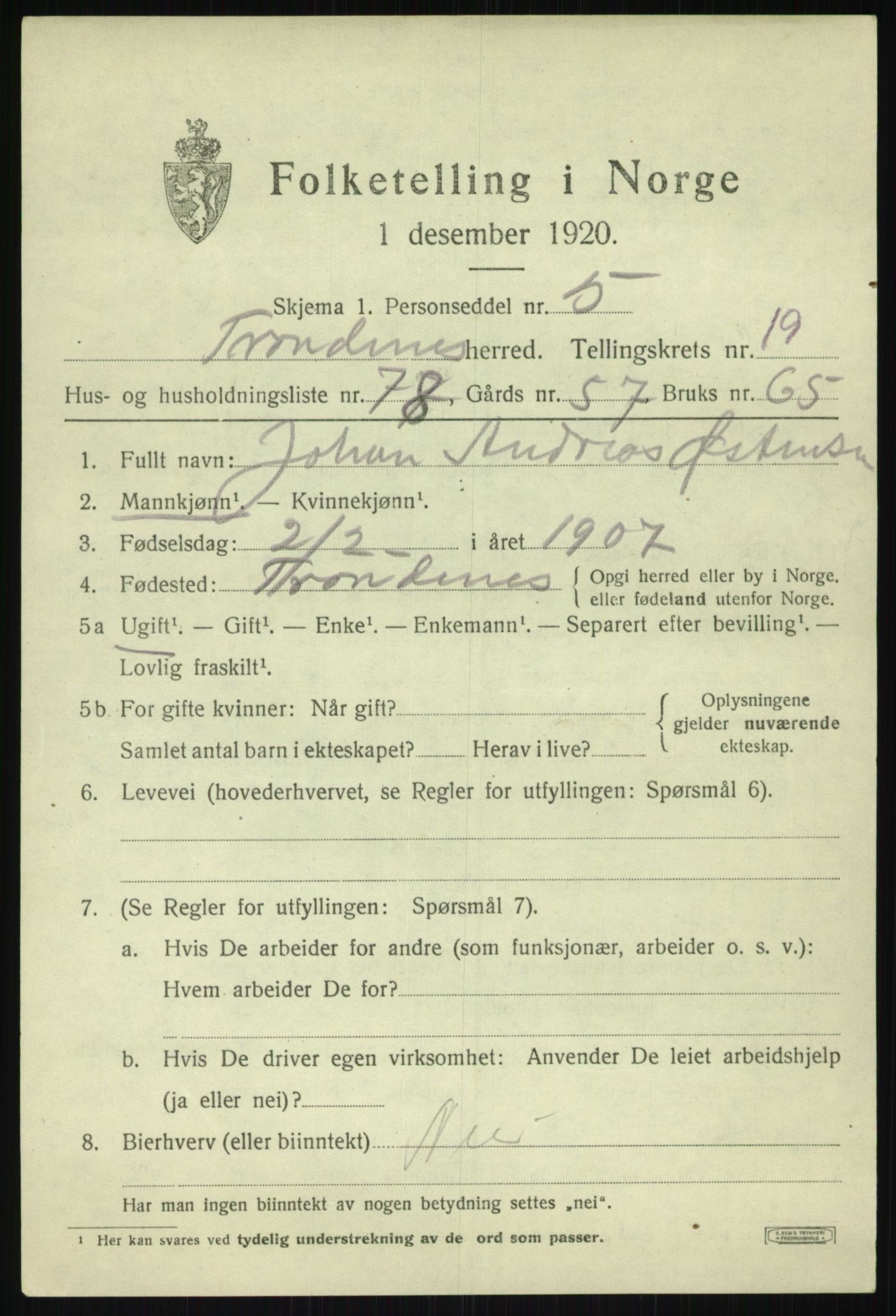 SATØ, Folketelling 1920 for 1914 Trondenes herred, 1920, s. 14768