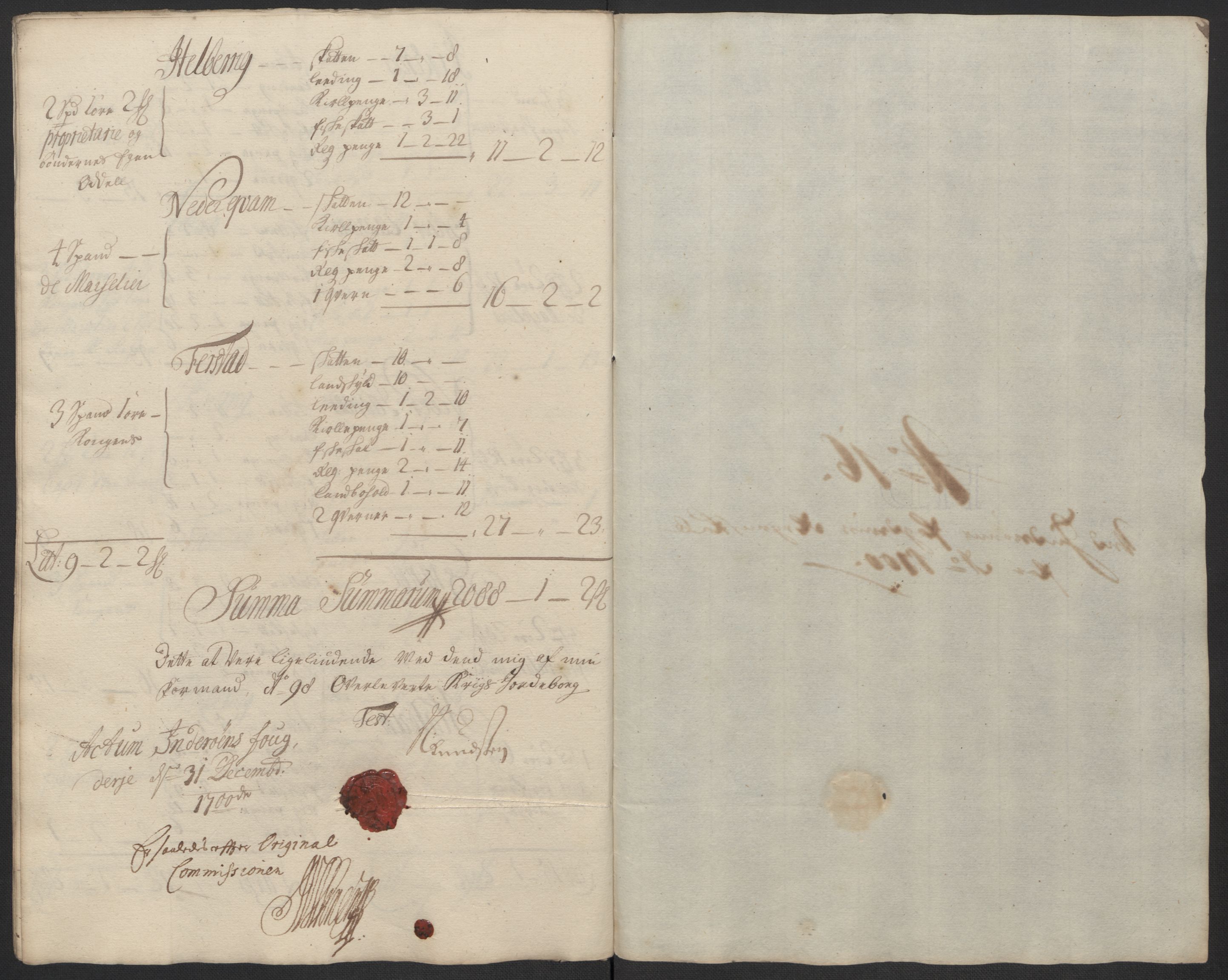 Rentekammeret inntil 1814, Reviderte regnskaper, Fogderegnskap, AV/RA-EA-4092/R63/L4311: Fogderegnskap Inderøy, 1700, s. 155