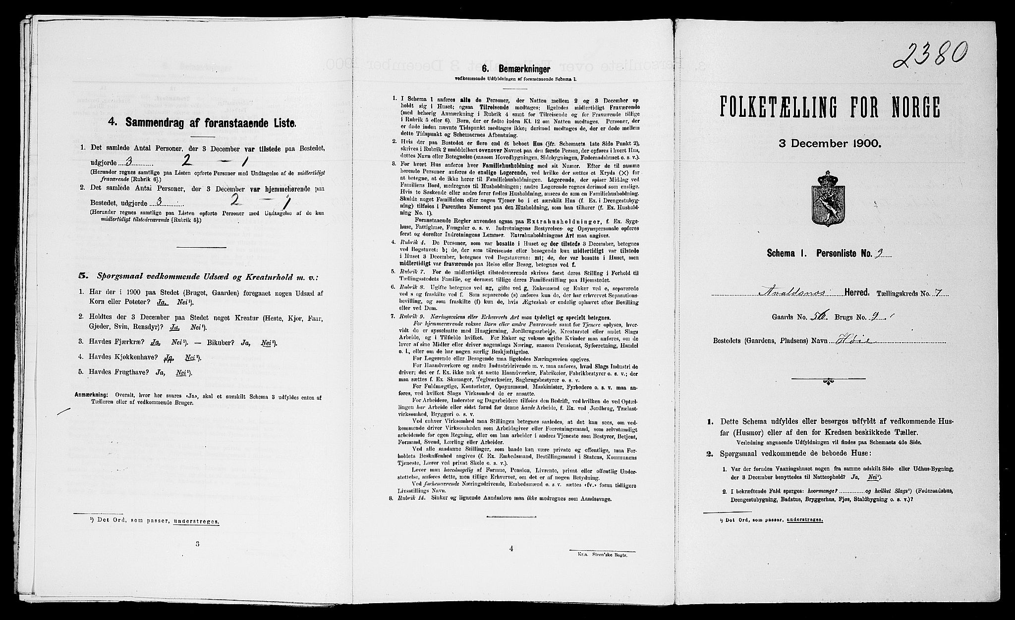 SAST, Folketelling 1900 for 1147 Avaldsnes herred, 1900, s. 1494