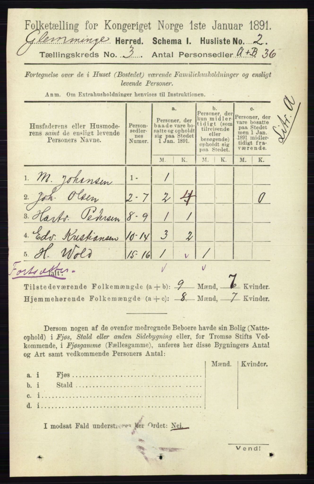 RA, Folketelling 1891 for 0132 Glemmen herred, 1891, s. 1791