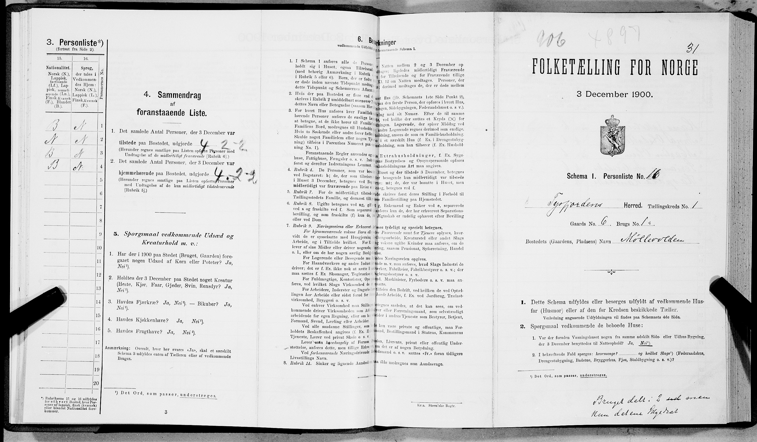 SAT, Folketelling 1900 for 1850 Tysfjord herred, 1900, s. 44
