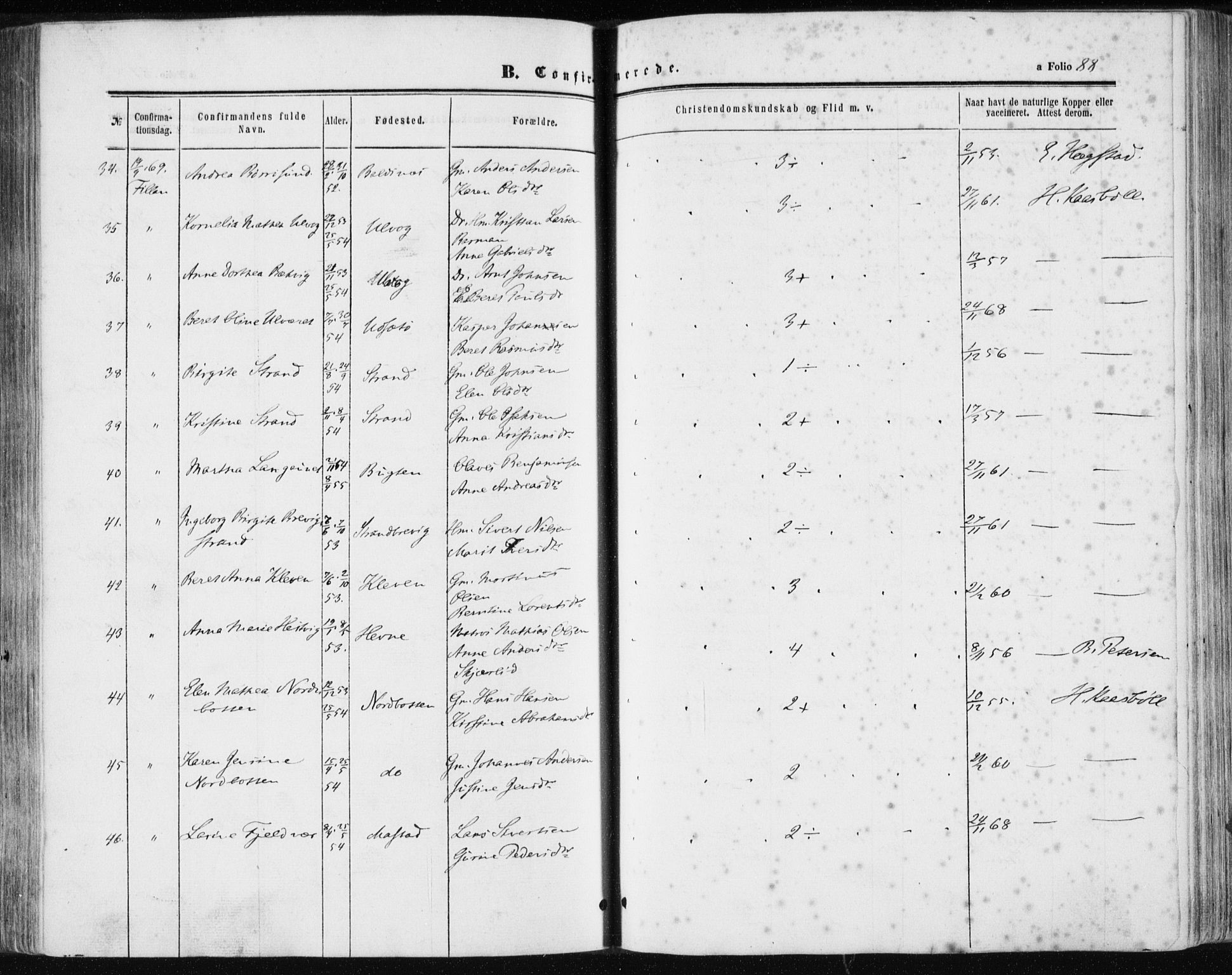 Ministerialprotokoller, klokkerbøker og fødselsregistre - Sør-Trøndelag, SAT/A-1456/634/L0531: Ministerialbok nr. 634A07, 1861-1870, s. 88