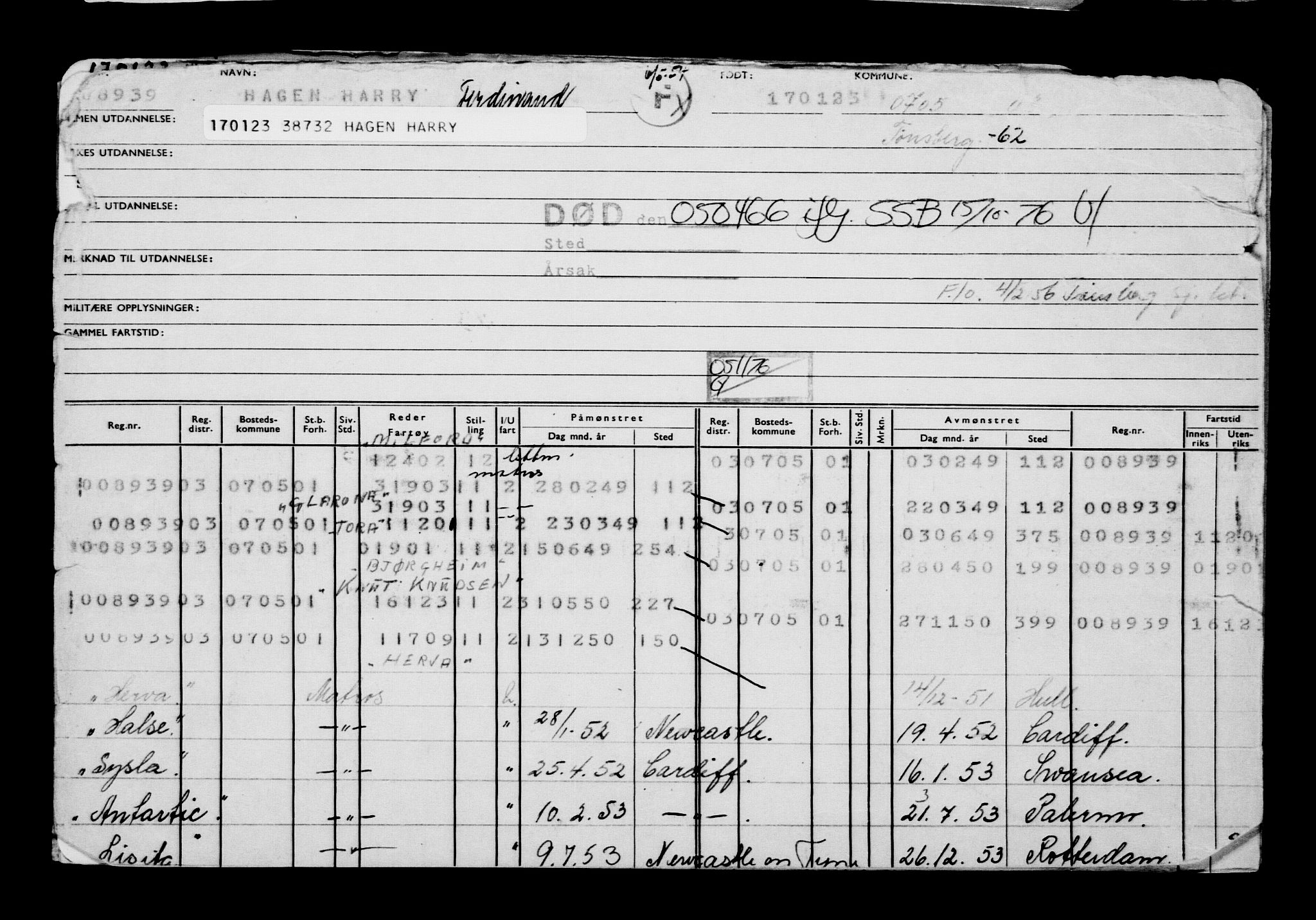 Direktoratet for sjømenn, RA/S-3545/G/Gb/L0214: Hovedkort, 1923, s. 458