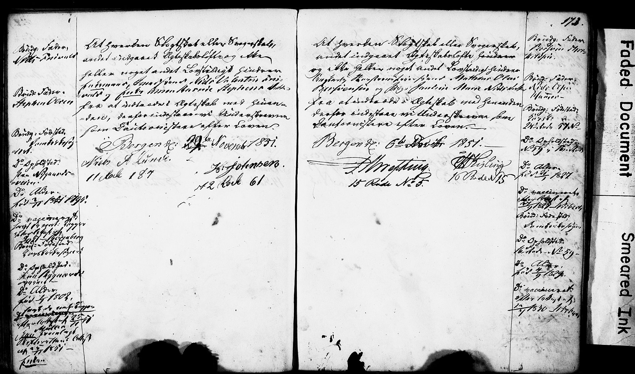 Domkirken sokneprestembete, SAB/A-74801: Forlovererklæringer nr. II.5.4, 1845-1852, s. 173