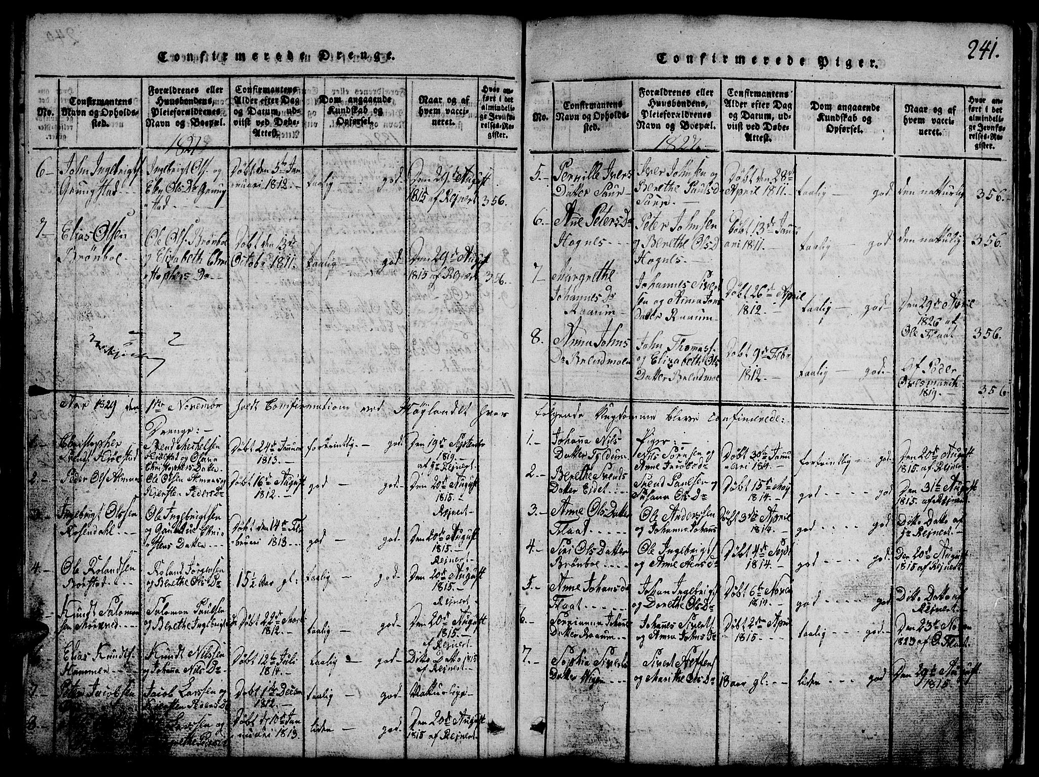 Ministerialprotokoller, klokkerbøker og fødselsregistre - Nord-Trøndelag, SAT/A-1458/765/L0562: Klokkerbok nr. 765C01, 1817-1851, s. 241