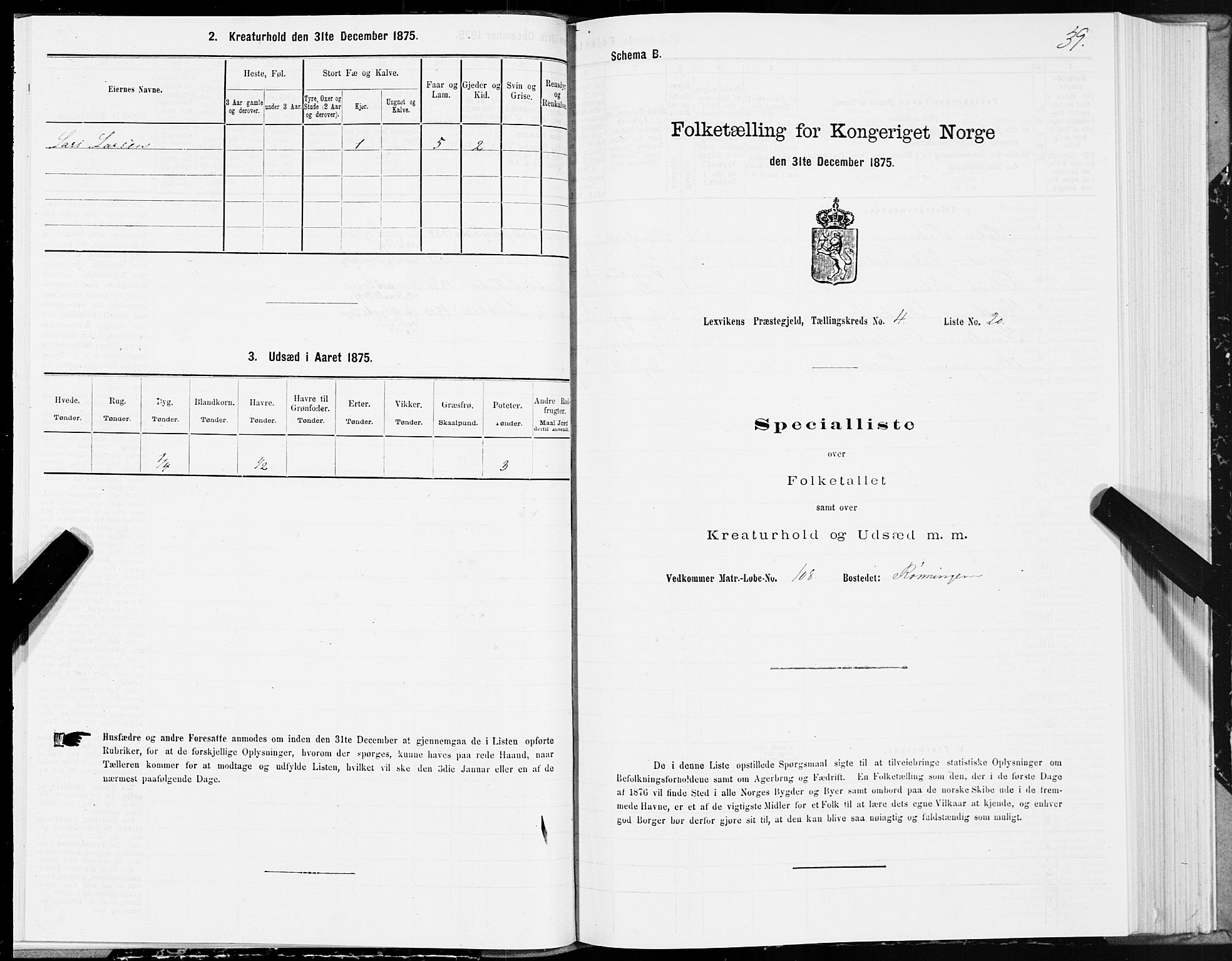 SAT, Folketelling 1875 for 1718P Leksvik prestegjeld, 1875, s. 3039
