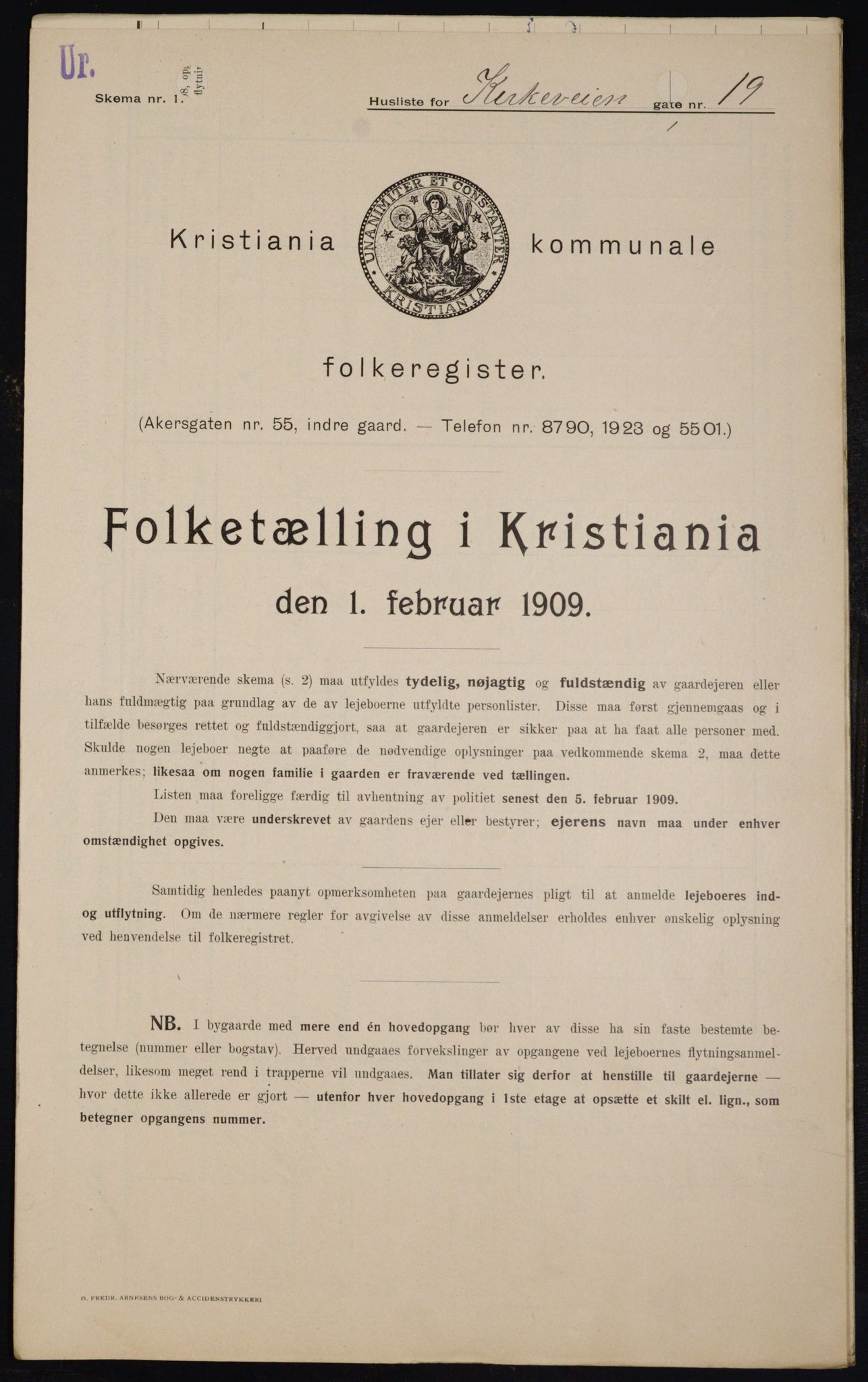 OBA, Kommunal folketelling 1.2.1909 for Kristiania kjøpstad, 1909, s. 46476