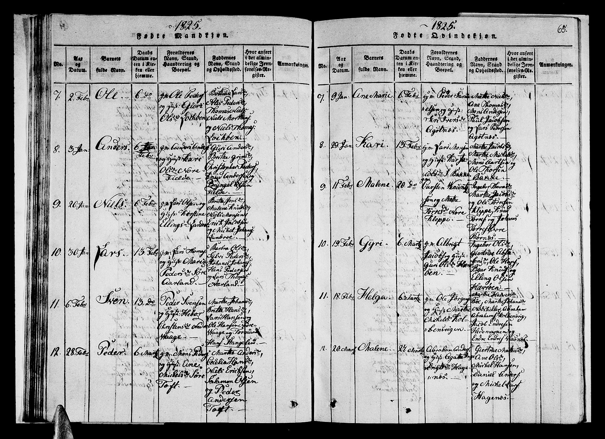 Sund sokneprestembete, AV/SAB-A-99930: Klokkerbok nr. A 1, 1816-1827, s. 65