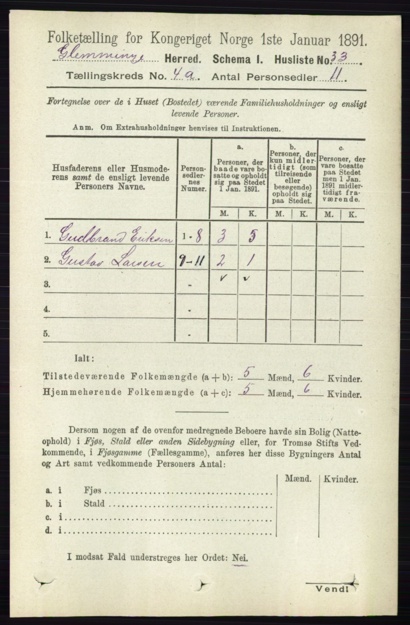 RA, Folketelling 1891 for 0132 Glemmen herred, 1891, s. 3372