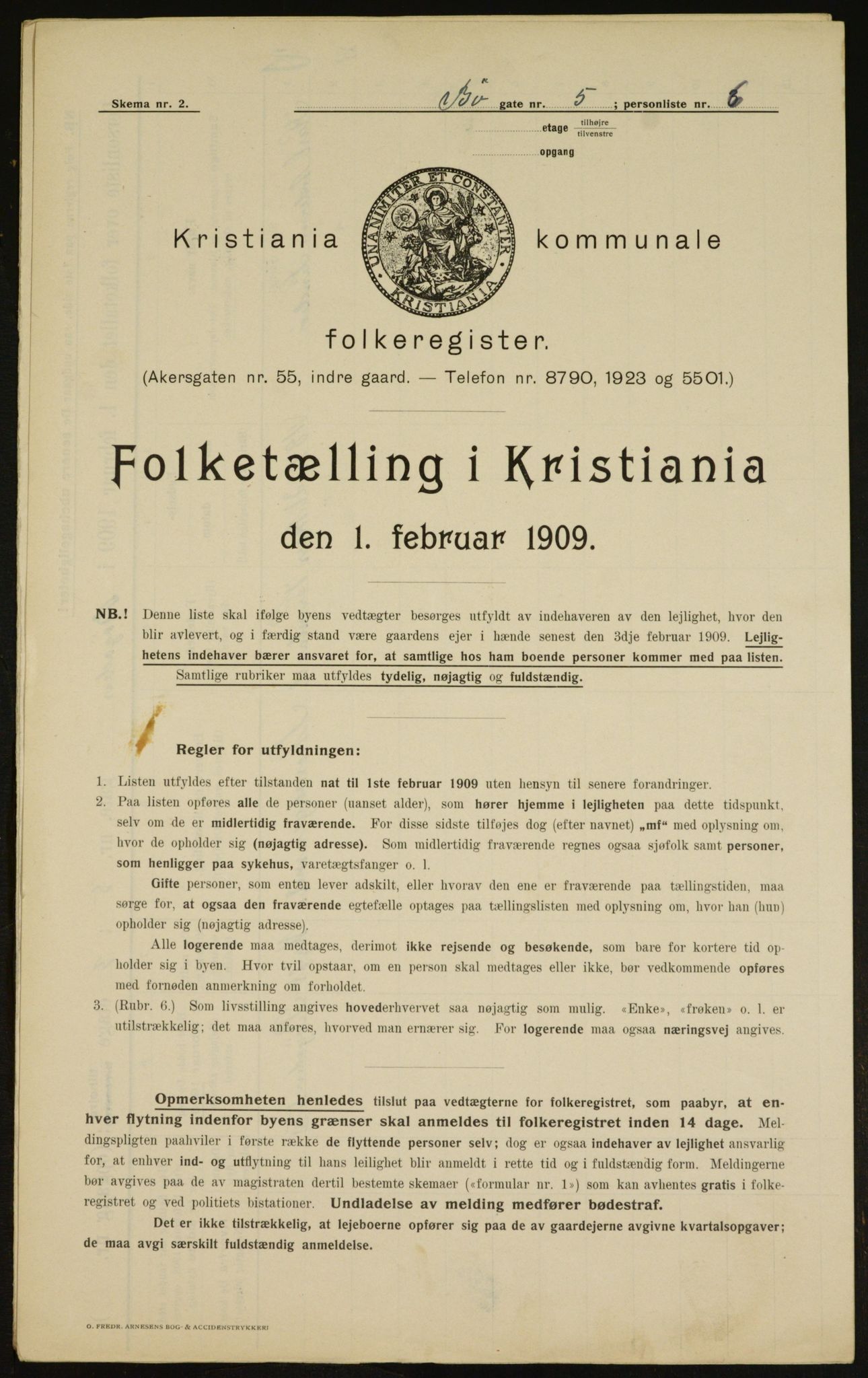 OBA, Kommunal folketelling 1.2.1909 for Kristiania kjøpstad, 1909, s. 10016