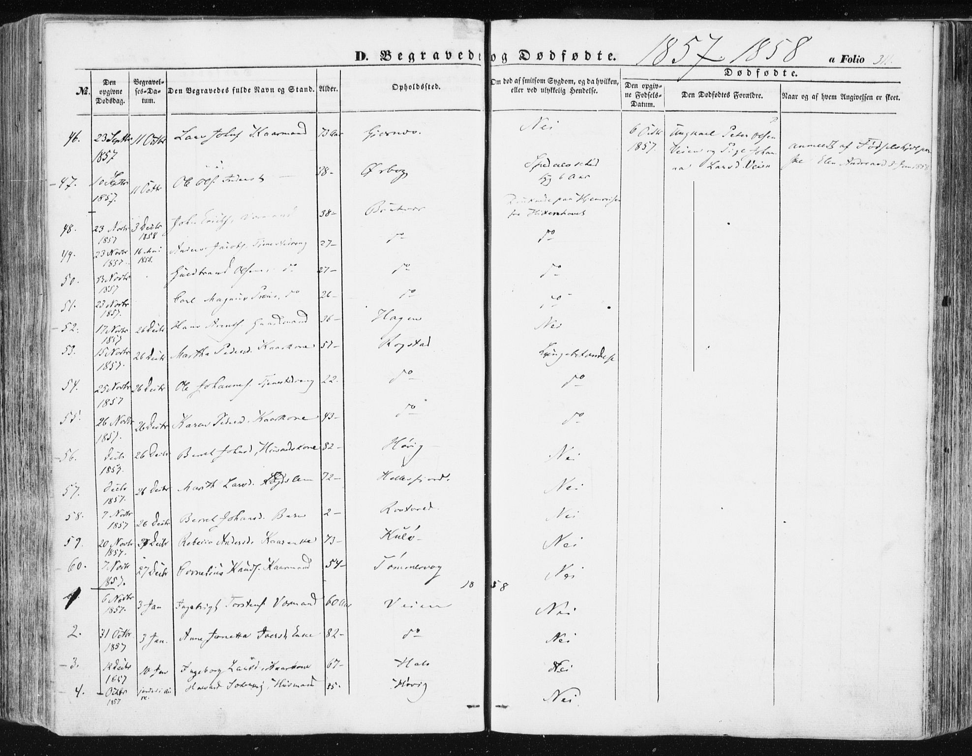 Ministerialprotokoller, klokkerbøker og fødselsregistre - Møre og Romsdal, AV/SAT-A-1454/581/L0937: Ministerialbok nr. 581A05, 1853-1872, s. 311