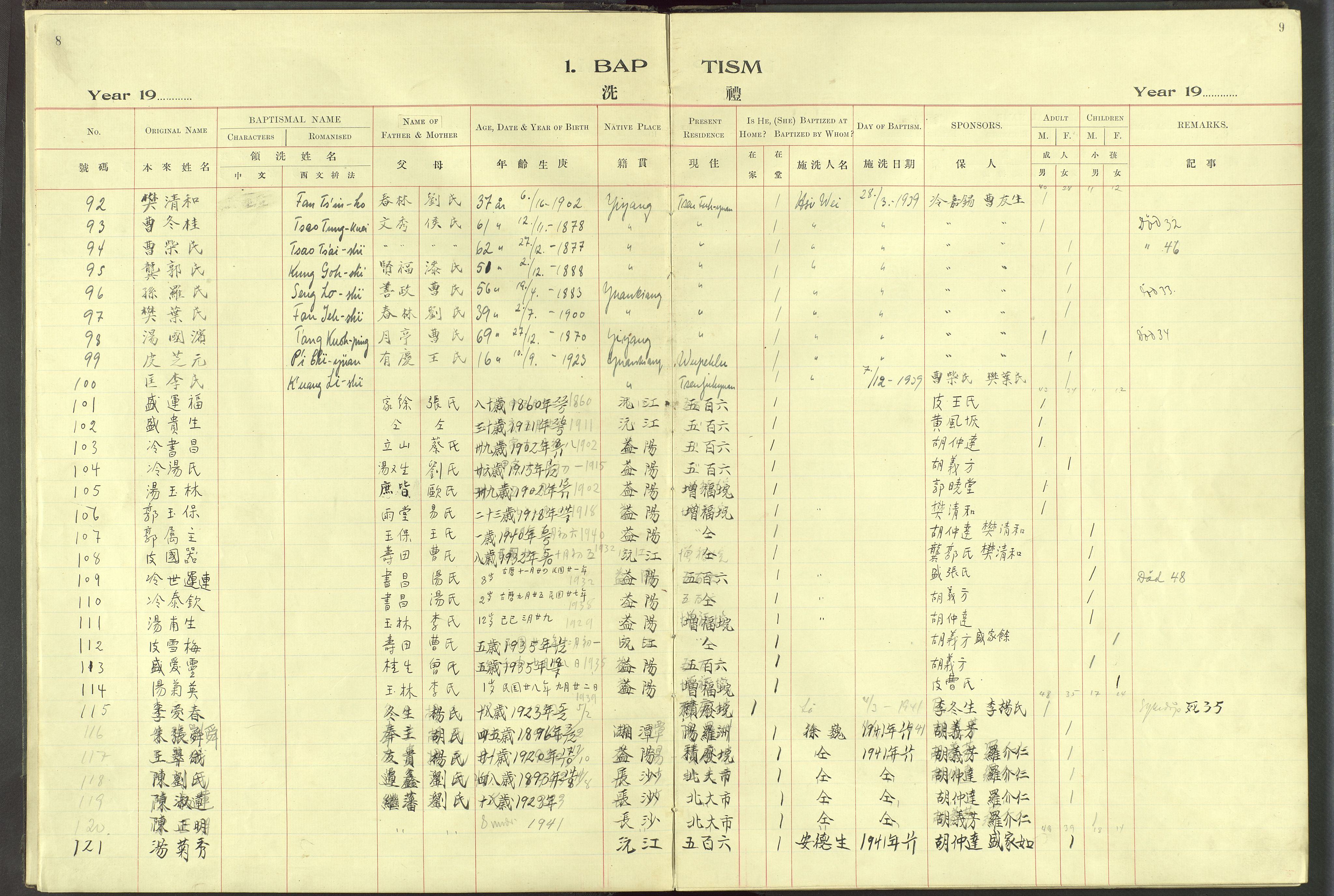 Det Norske Misjonsselskap - utland - Kina (Hunan), VID/MA-A-1065/Dm/L0097: Ministerialbok nr. 135, 1917-1948, s. 8-9