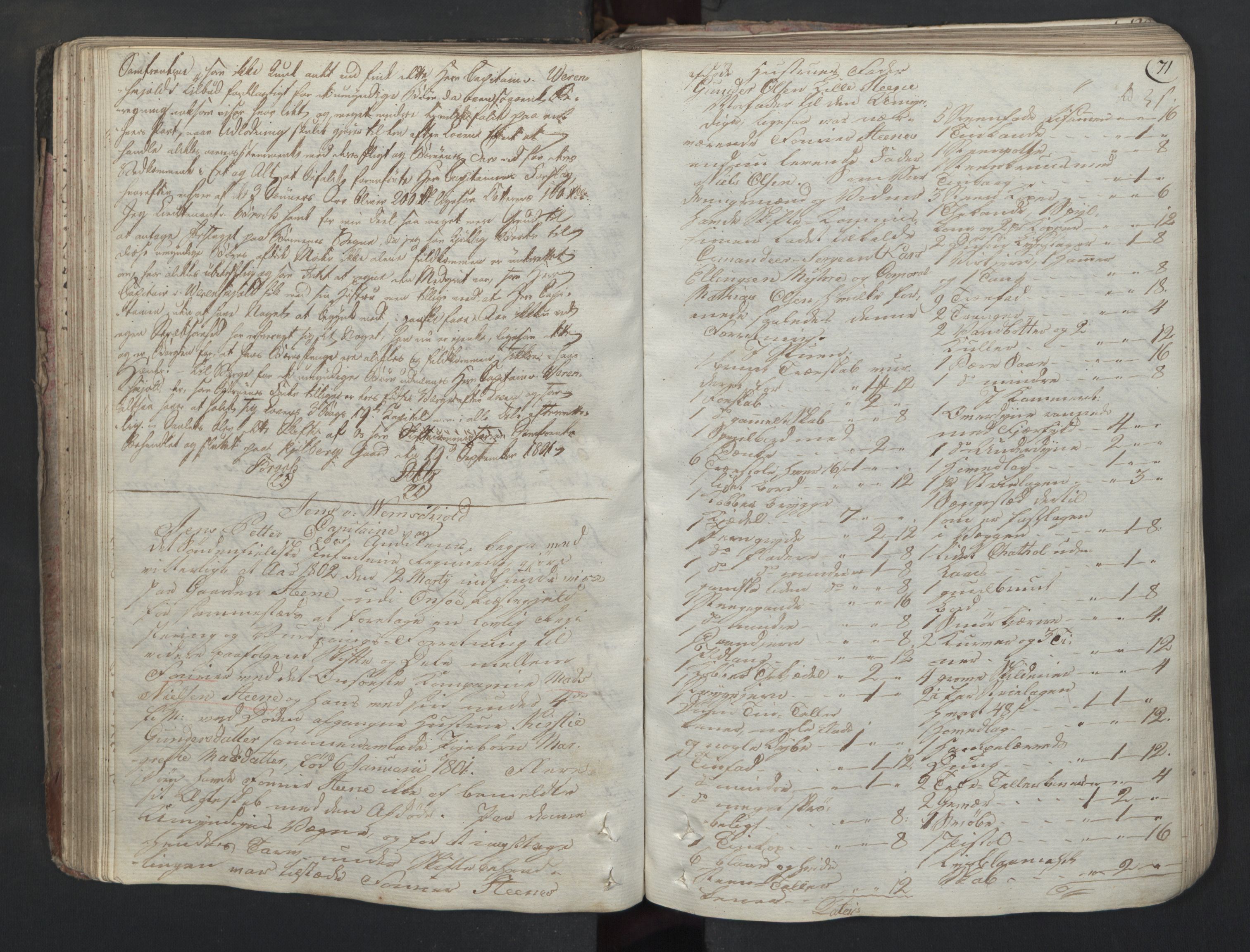 Forsvaret, Generalauditøren, AV/RA-RAFA-1772/F/Fj/Fjc/L0009: Skifteprotokol for det søndenfjeldske inf. reg.s nationale batailloner, 1789-1807, s. 70b-71a