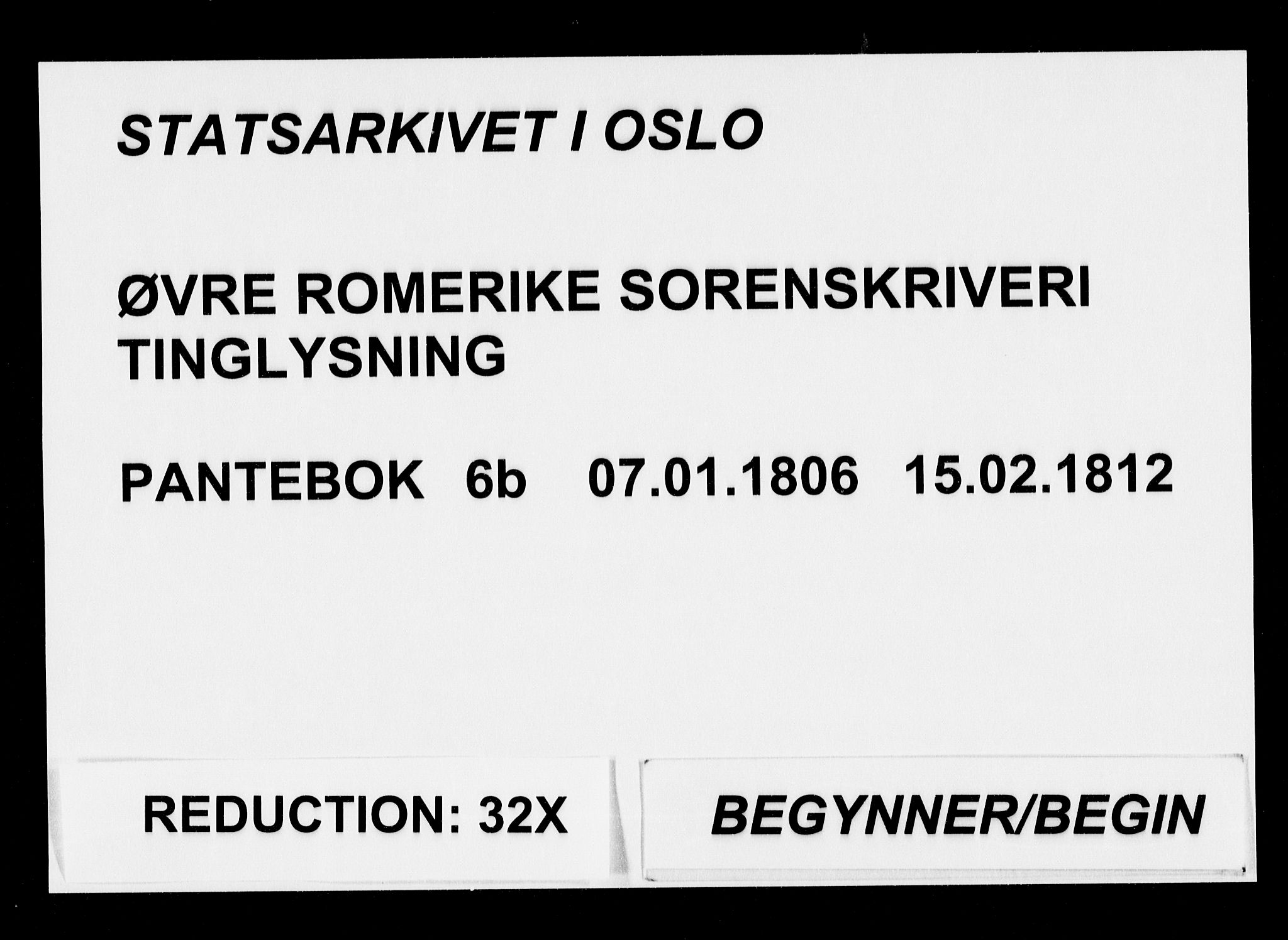 Øvre Romerike sorenskriveri, SAO/A-10649/G/Gb/L0006b: Pantebok nr. 6b, 1806-1812