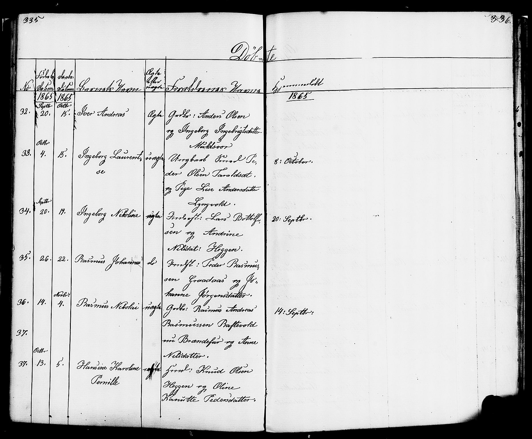 Hornindal sokneprestembete, AV/SAB-A-82401/H/Haa/Haaa/L0001: Ministerialbok nr. A 1, 1837-1866, s. 336-337