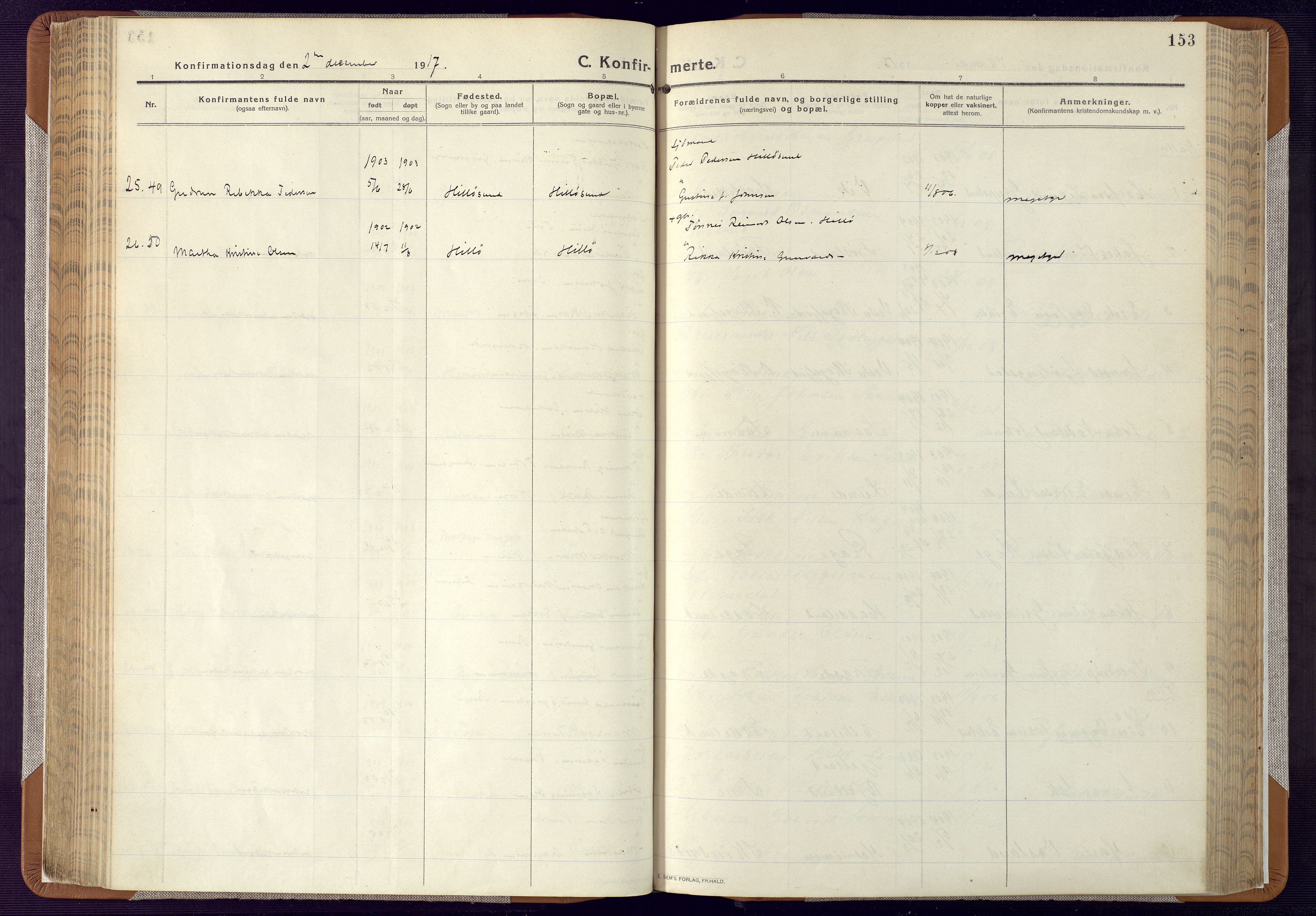 Mandal sokneprestkontor, SAK/1111-0030/F/Fa/Faa/L0022: Ministerialbok nr. A 22, 1913-1925, s. 153
