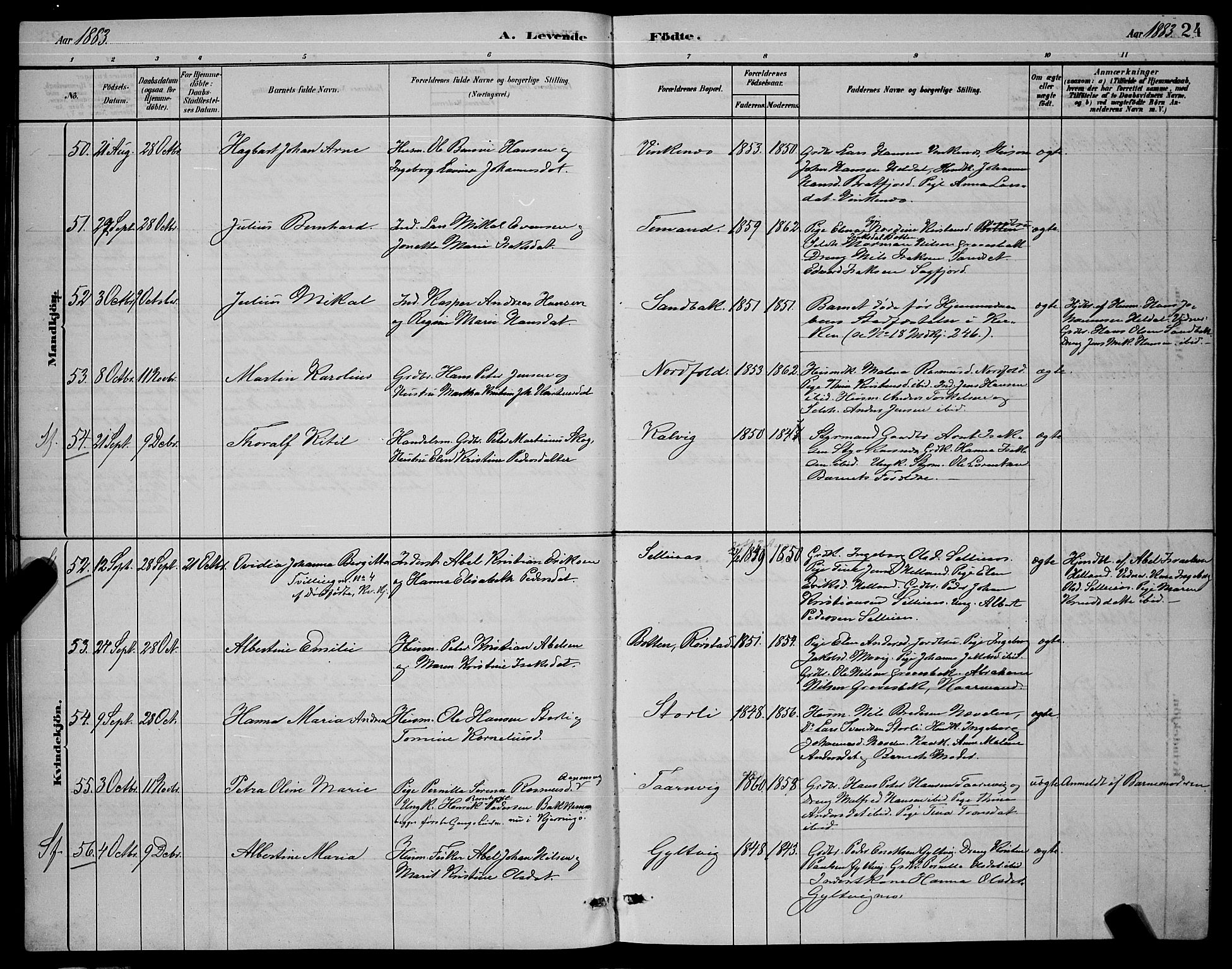 Ministerialprotokoller, klokkerbøker og fødselsregistre - Nordland, AV/SAT-A-1459/853/L0772: Ministerialbok nr. 853A11, 1881-1900, s. 24