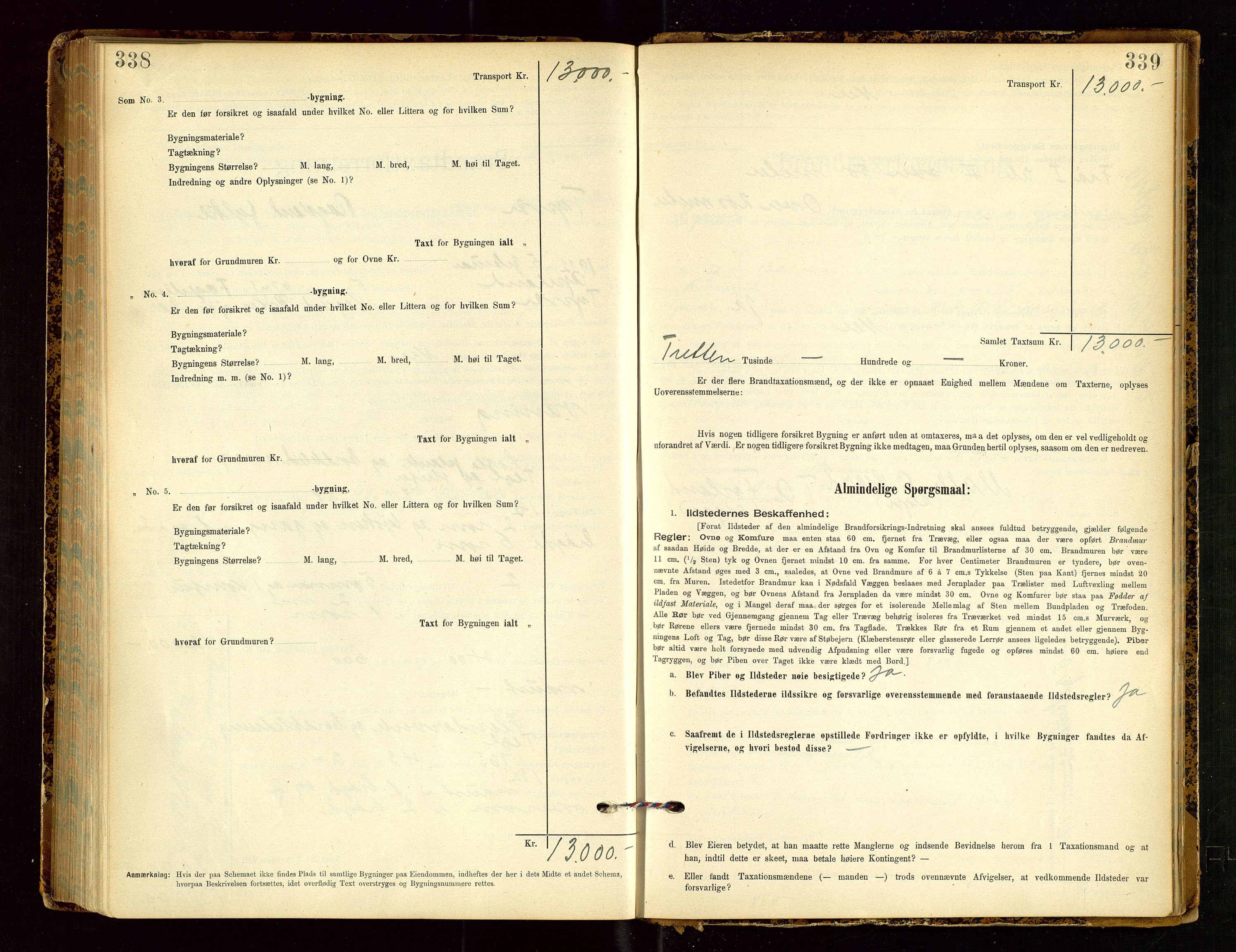 Tysvær lensmannskontor, AV/SAST-A-100192/Gob/L0002: "Brandtakstprotokol for Lensmanden i Tysvær", 1901-1932, s. 338-339