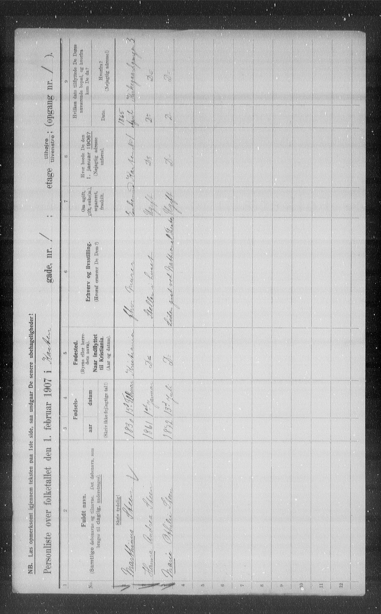 OBA, Kommunal folketelling 1.2.1907 for Kristiania kjøpstad, 1907, s. 24540