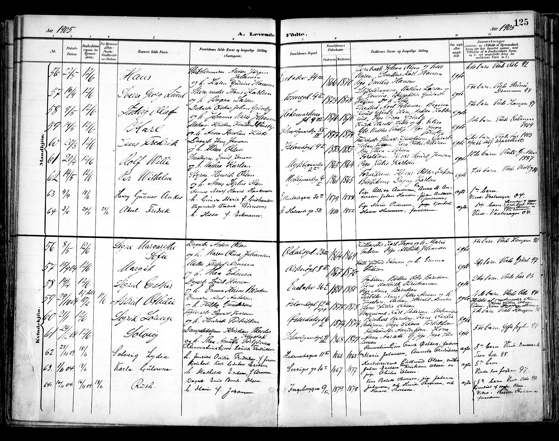 Vålerengen prestekontor Kirkebøker, AV/SAO-A-10878/F/Fa/L0001: Ministerialbok nr. 1, 1899-1915, s. 125