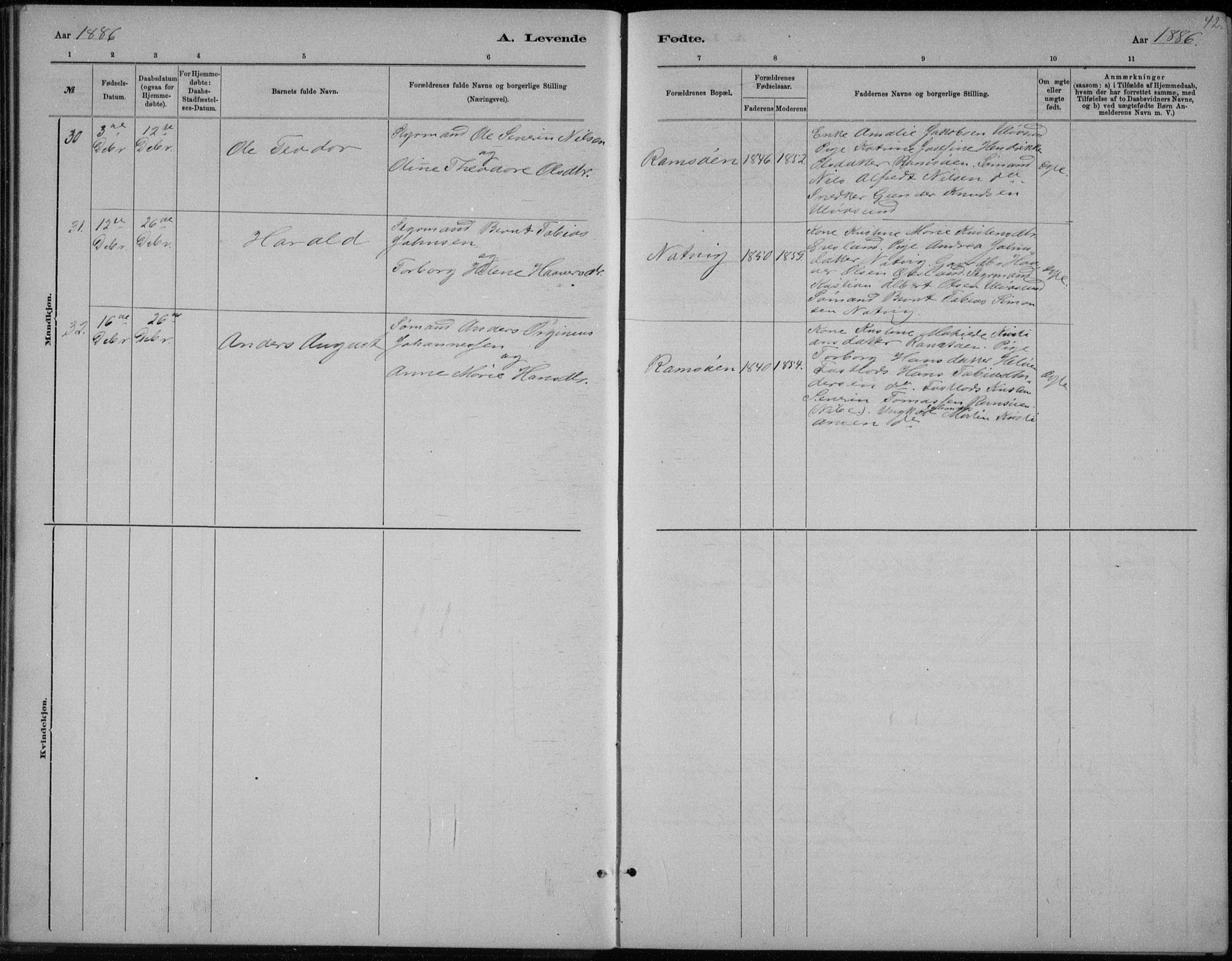 Høvåg sokneprestkontor, AV/SAK-1111-0025/F/Fb/L0004: Klokkerbok nr. B 4, 1883-1898, s. 42