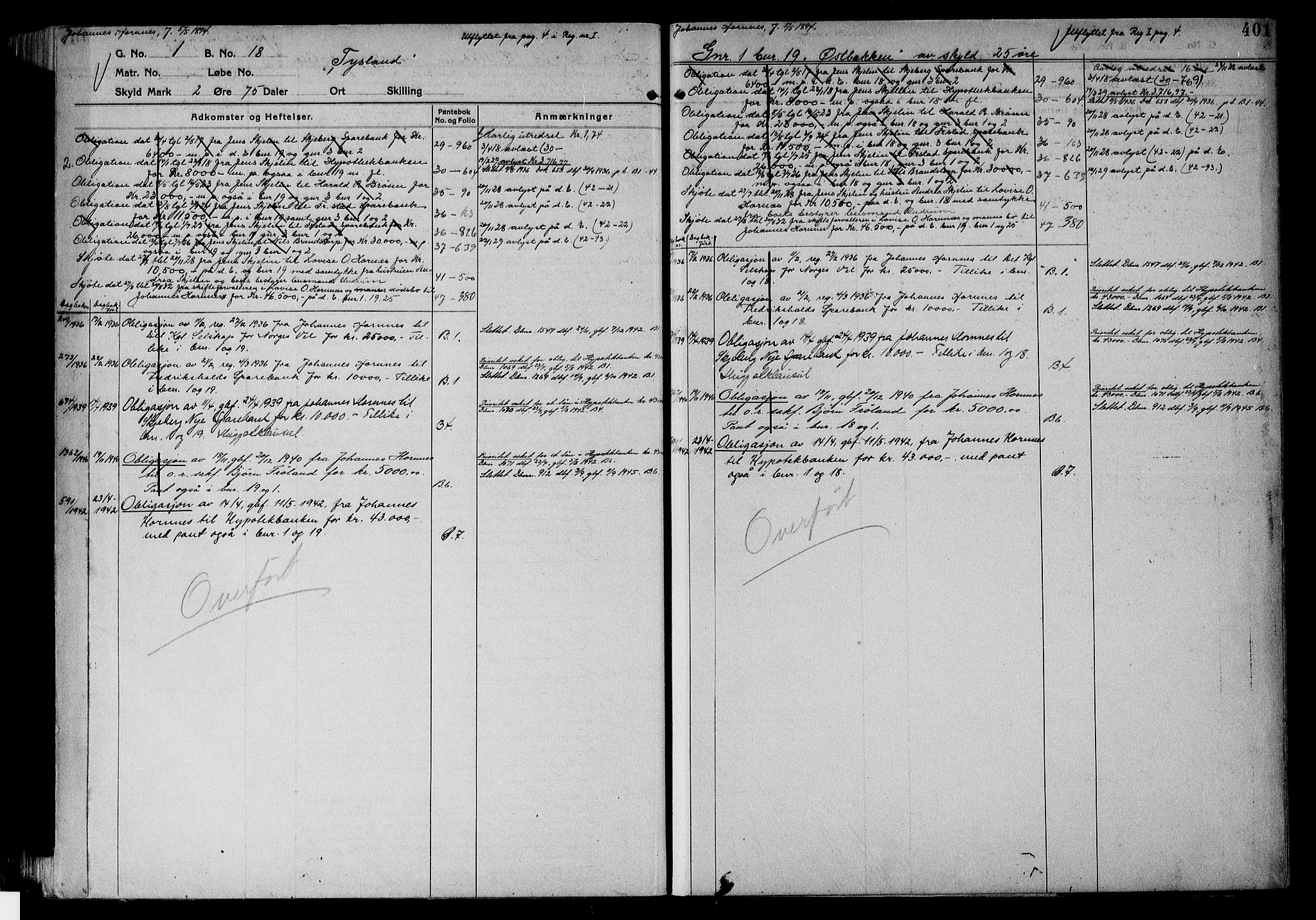 Tune sorenskriveri, AV/SAO-A-10470/G/Ga/Gab/Gabf/L0002b: Panteregister nr. VI 2b, 1910-1953, s. 401