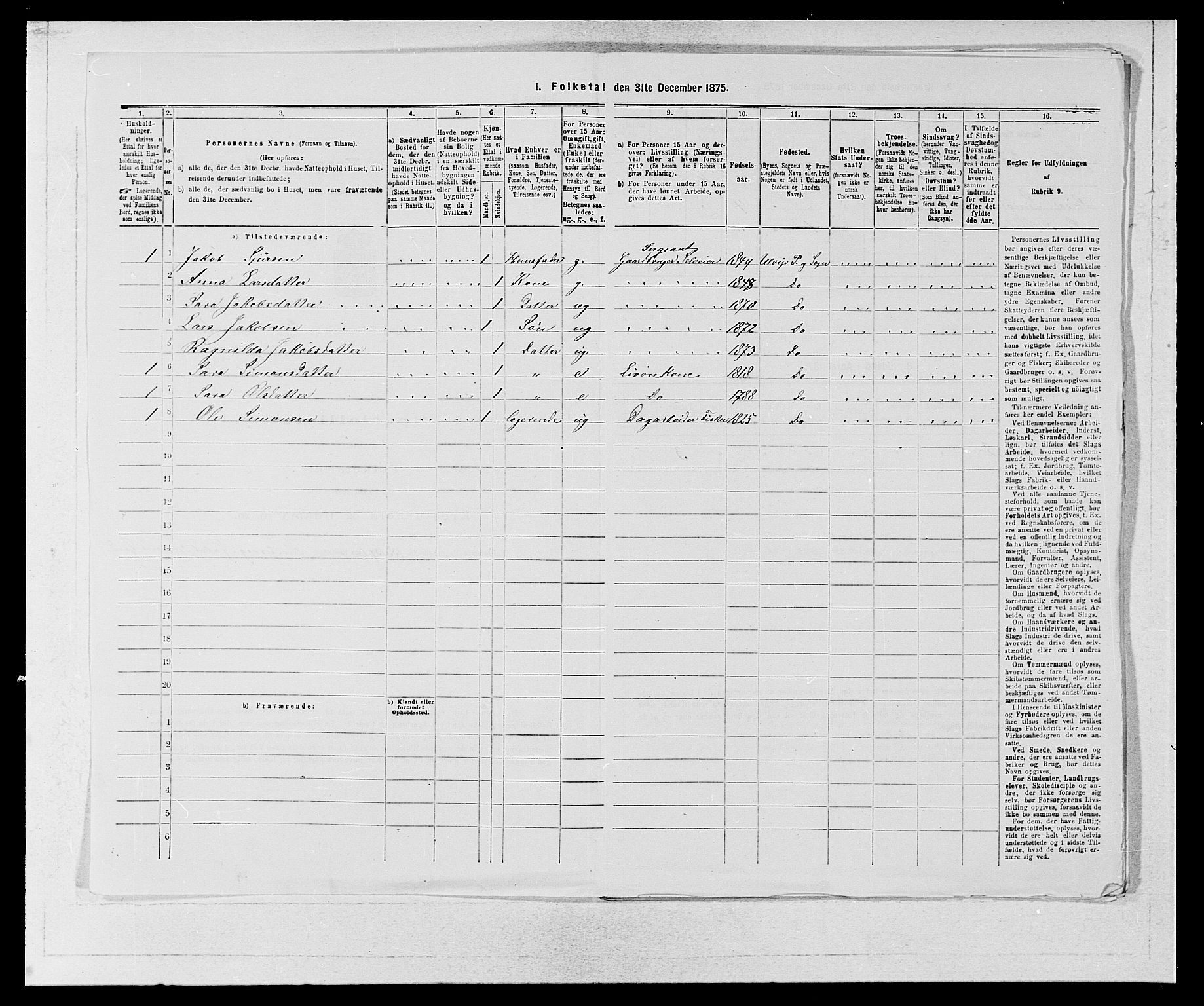 SAB, Folketelling 1875 for 1233P Ulvik prestegjeld, 1875, s. 491