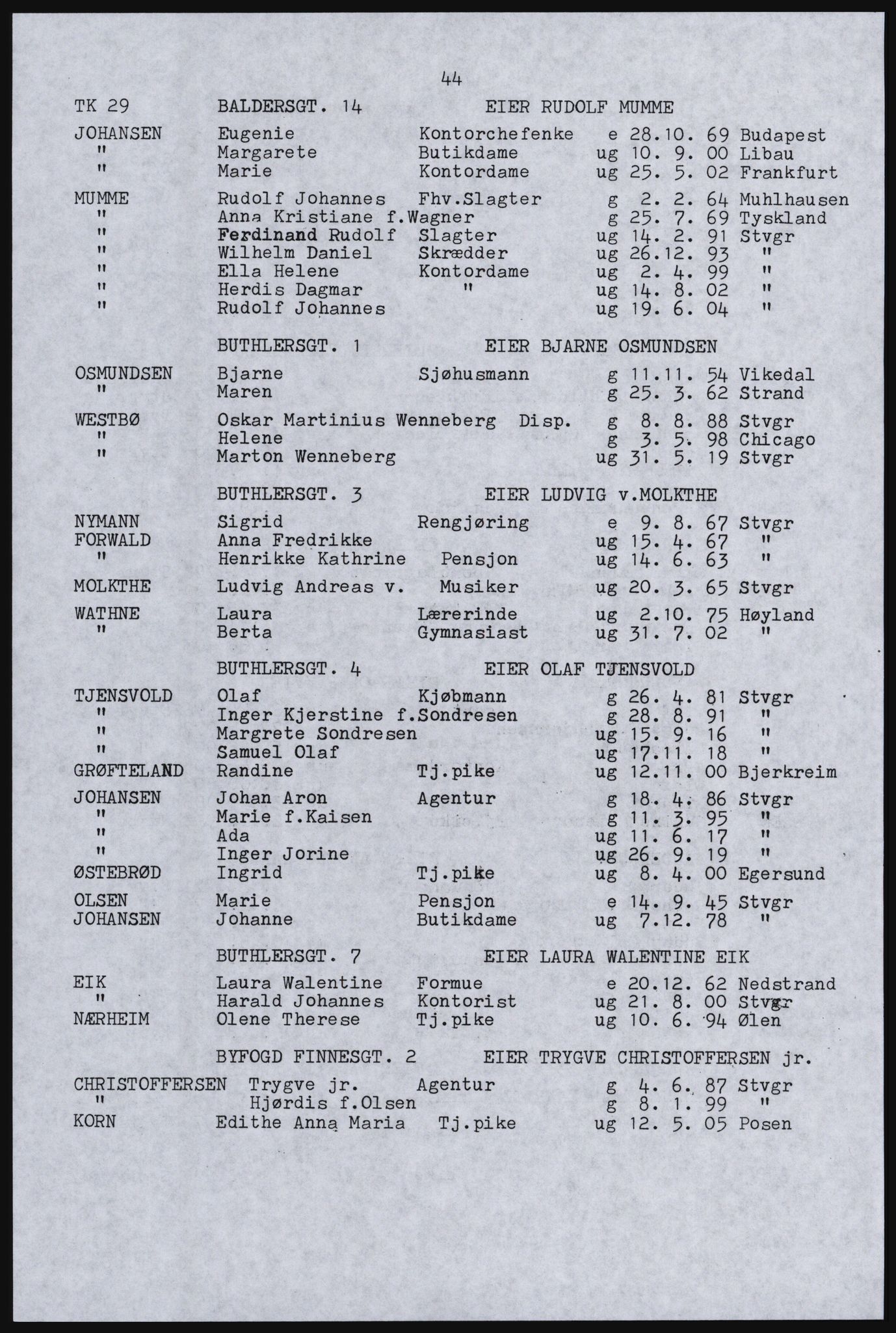SAST, Avskrift av folketellingen 1920 for Stavanger kjøpstad, 1920, s. 50