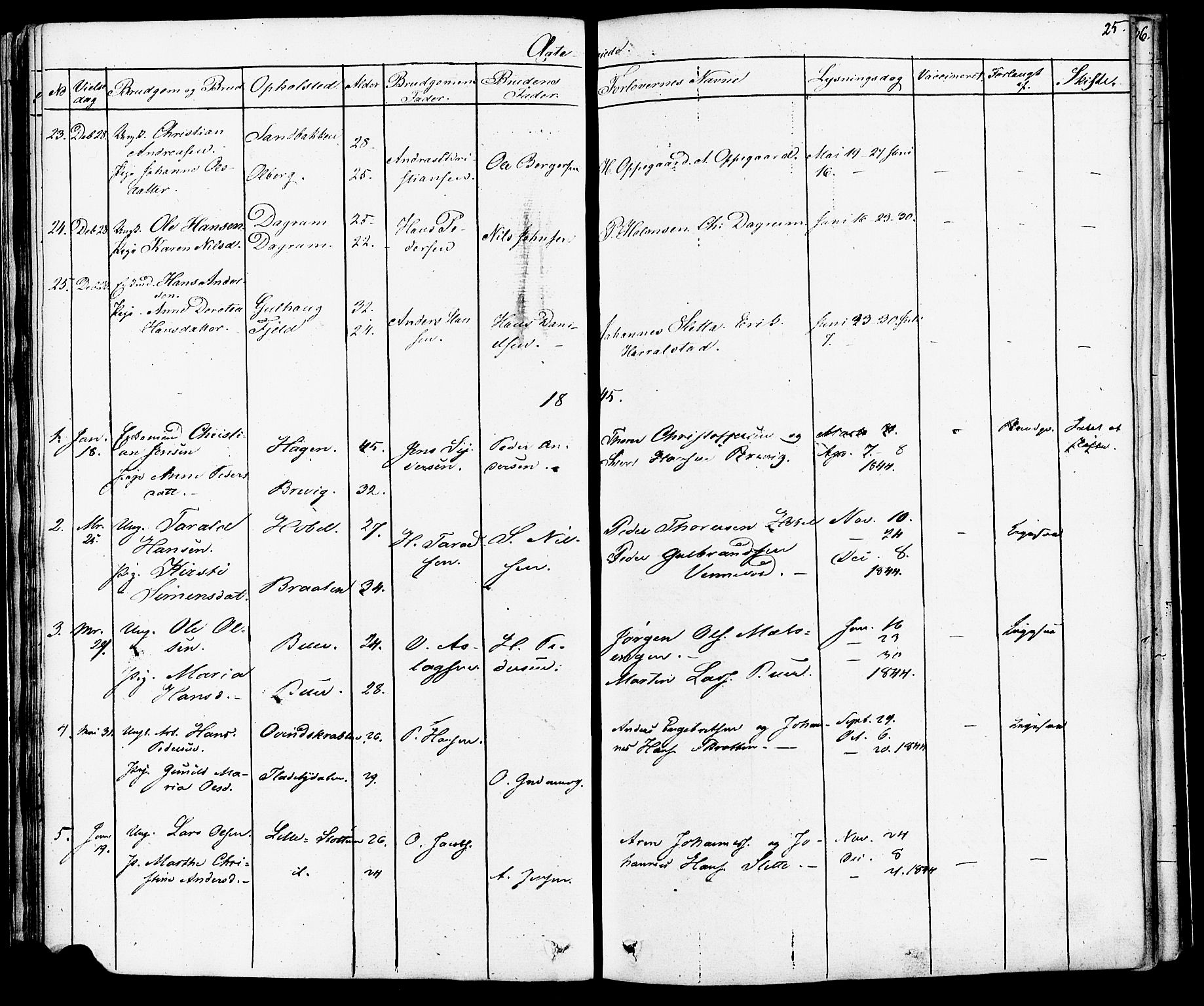 Enebakk prestekontor Kirkebøker, SAO/A-10171c/F/Fa/L0012: Ministerialbok nr. I 12, 1832-1882, s. 25