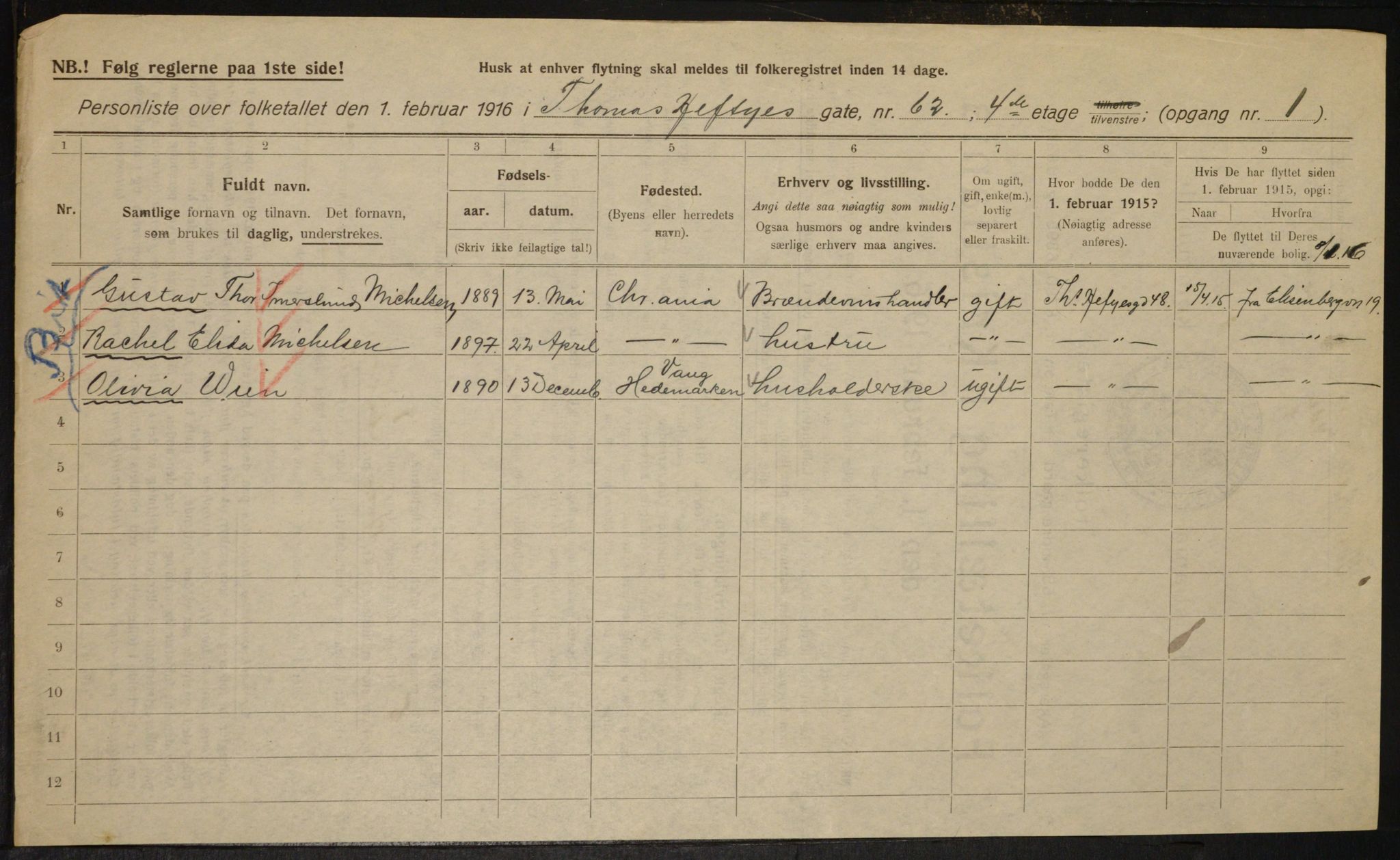 OBA, Kommunal folketelling 1.2.1916 for Kristiania, 1916, s. 112314