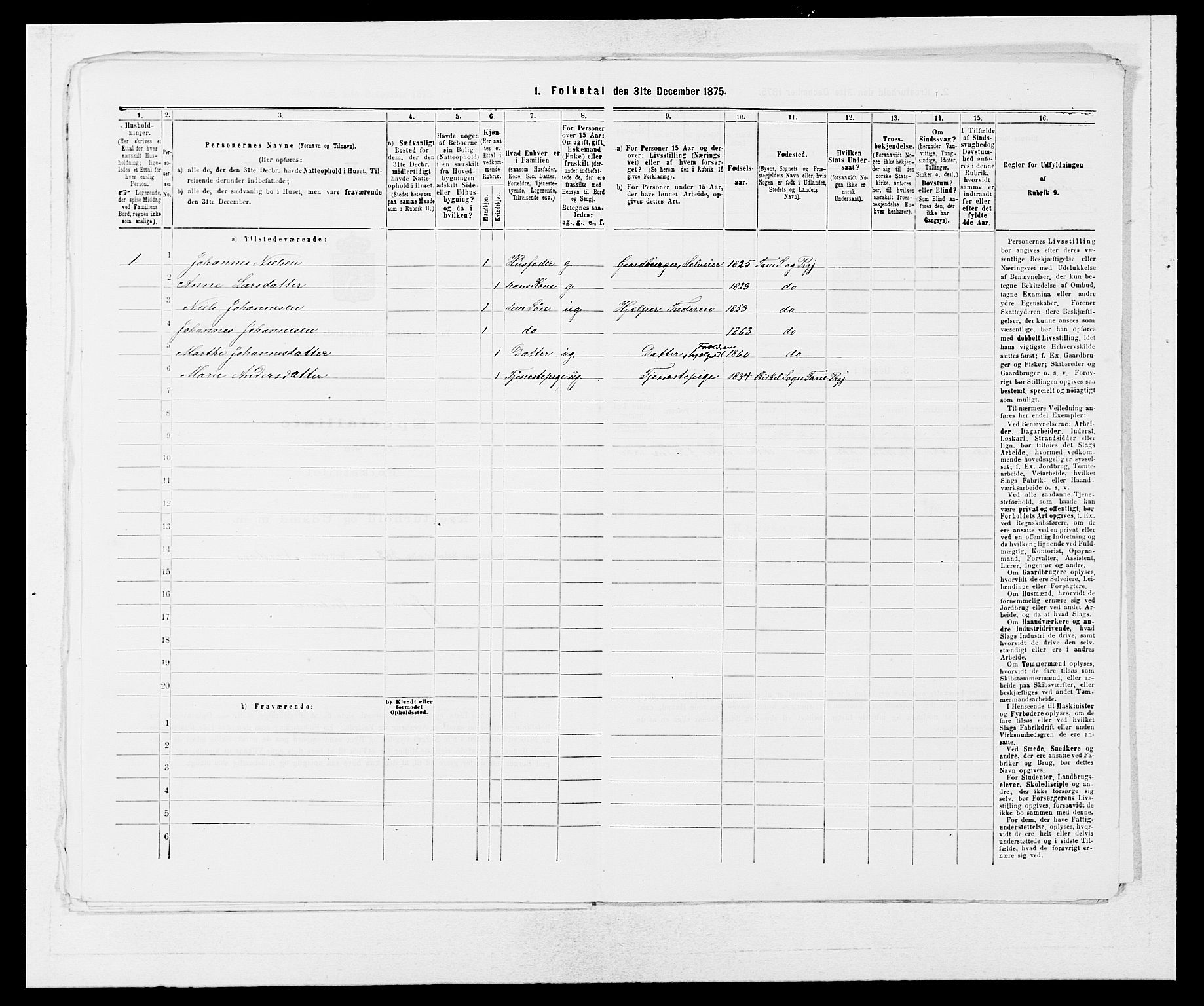 SAB, Folketelling 1875 for 1249P Fana prestegjeld, 1875, s. 431