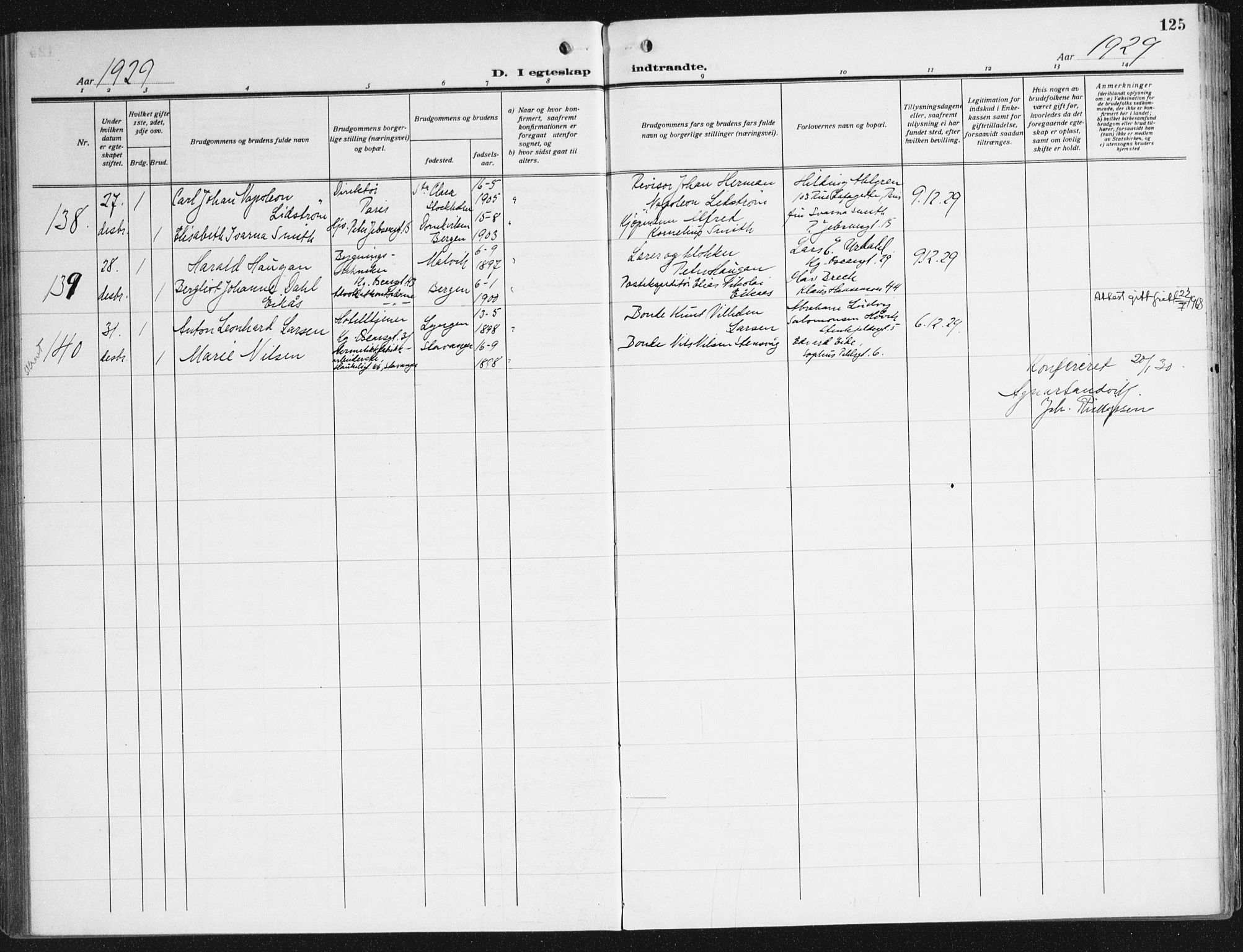 Domkirken sokneprestembete, AV/SAB-A-74801/H/Haa/L0039: Ministerialbok nr. D 6, 1921-1937, s. 125