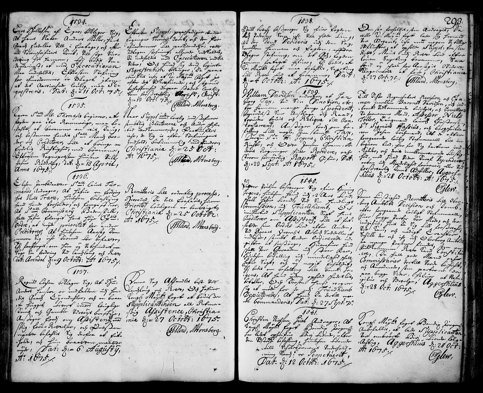 Stattholderembetet 1572-1771, AV/RA-EA-2870/Ad/L0003: Supplikasjons- og resolusjonsprotokoll, 1671-1682, s. 292b-293a