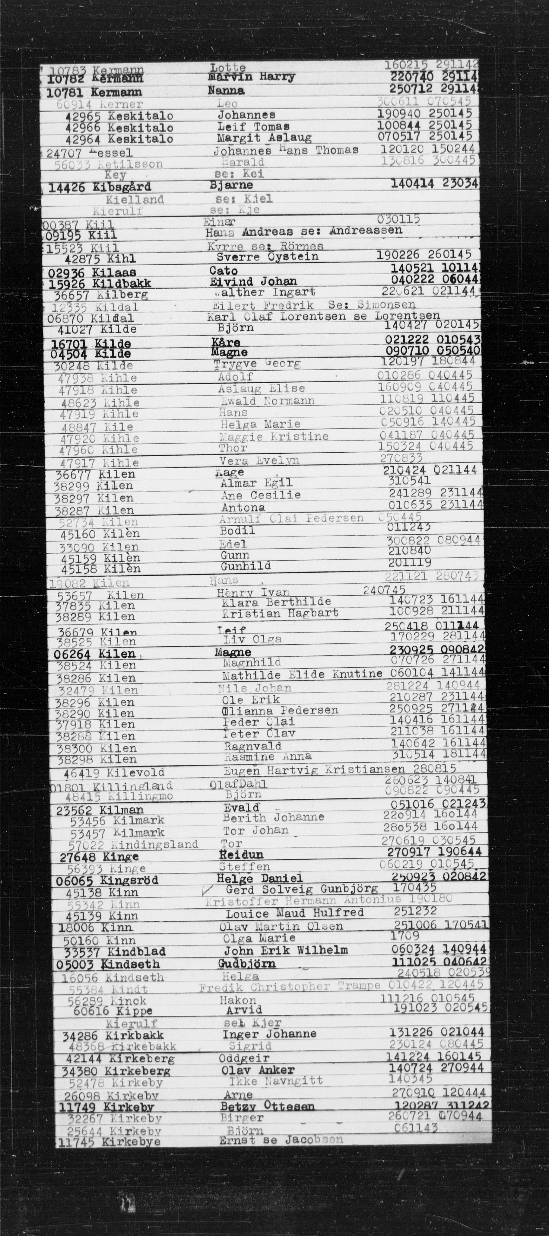 Den Kgl. Norske Legasjons Flyktningskontor, RA/S-6753/V/Va/L0022: Kjesäterkartoteket.  Alfabetisk register, A-Å., 1940-1945, s. 455