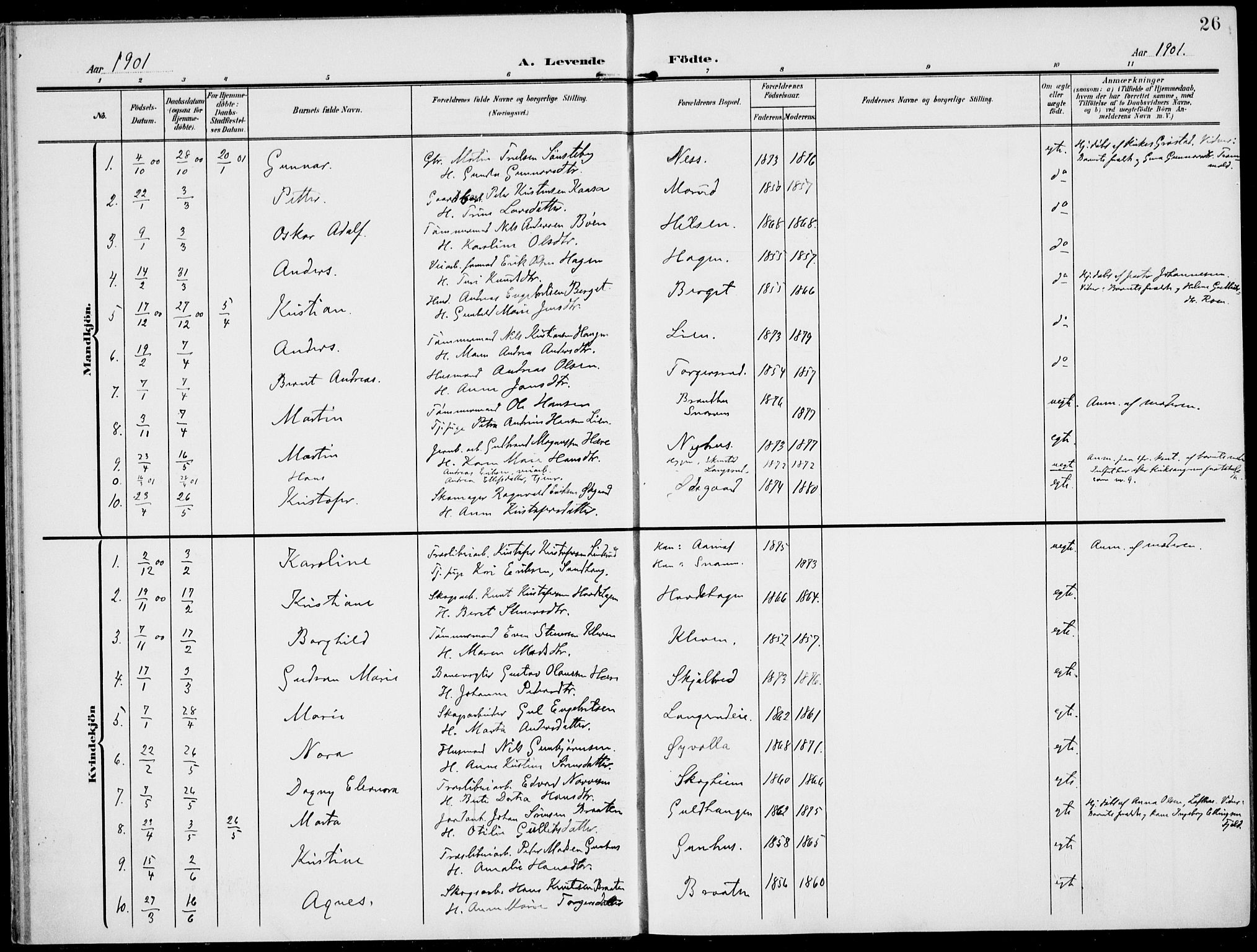 Modum kirkebøker, SAKO/A-234/F/Fa/L0019: Ministerialbok nr. 19, 1890-1914, s. 26