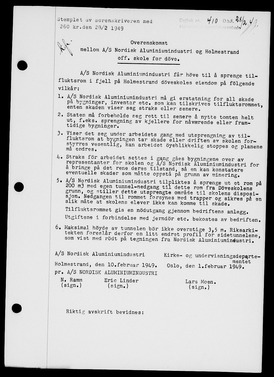 Holmestrand sorenskriveri, SAKO/A-67/G/Ga/Gaa/L0065: Pantebok nr. A-65, 1948-1949, Dagboknr: 410/1949