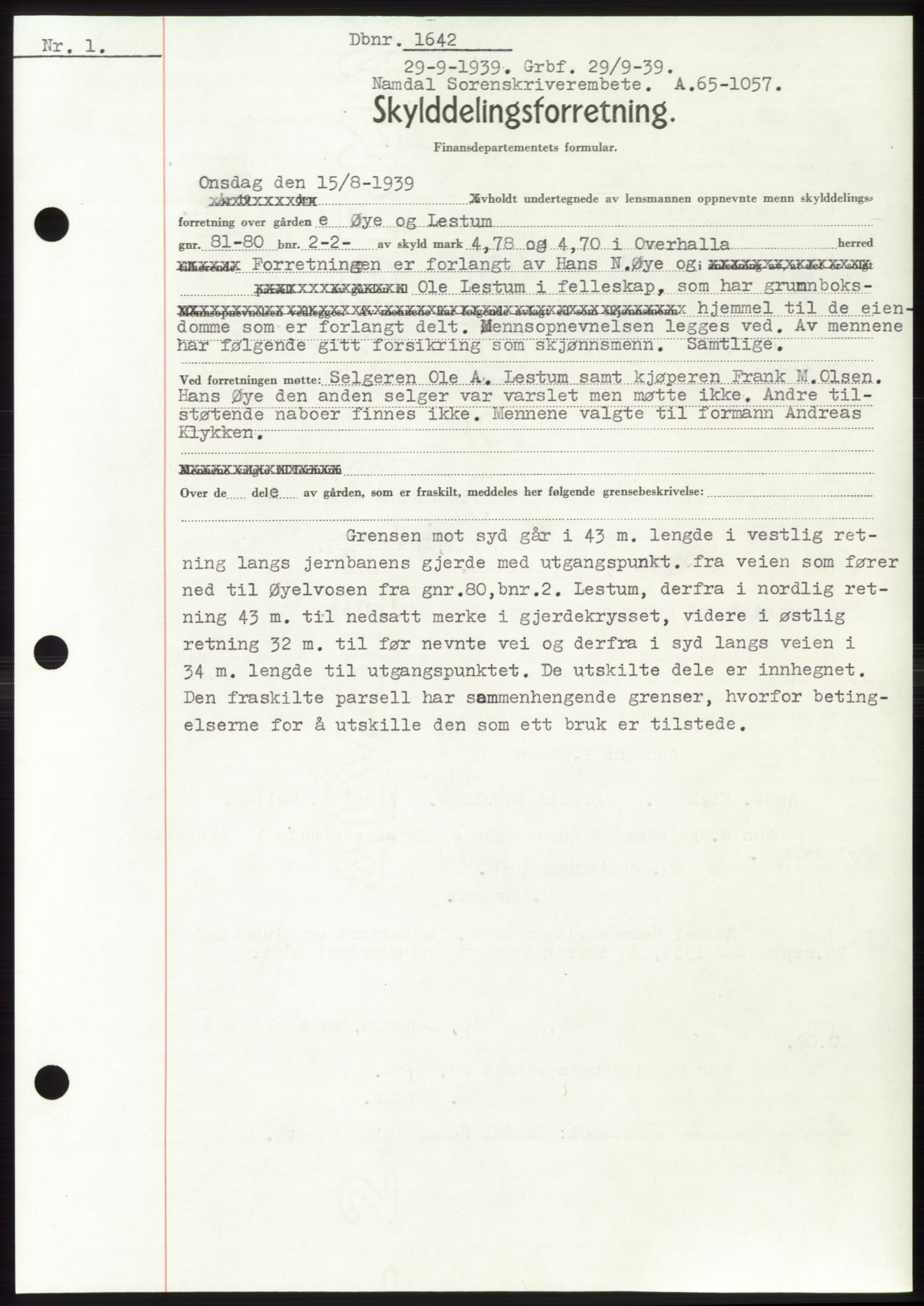 Namdal sorenskriveri, SAT/A-4133/1/2/2C: Pantebok nr. -, 1937-1939, Tingl.dato: 29.09.1939