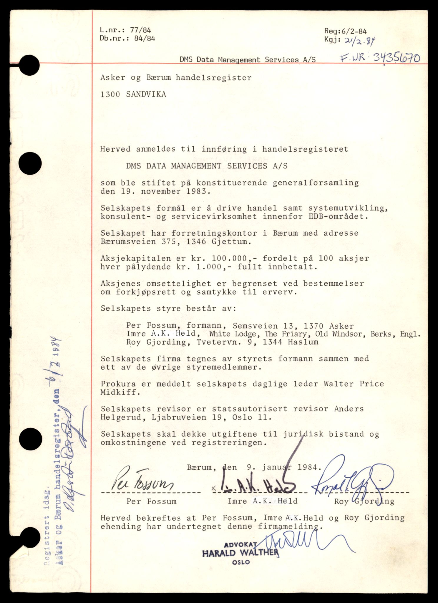 Asker og Bærum tingrett, AV/SAT-A-10379/K/Ka/Kab/L0018: Aksjeselskap i Bærum, D, 1944-1989, s. 5