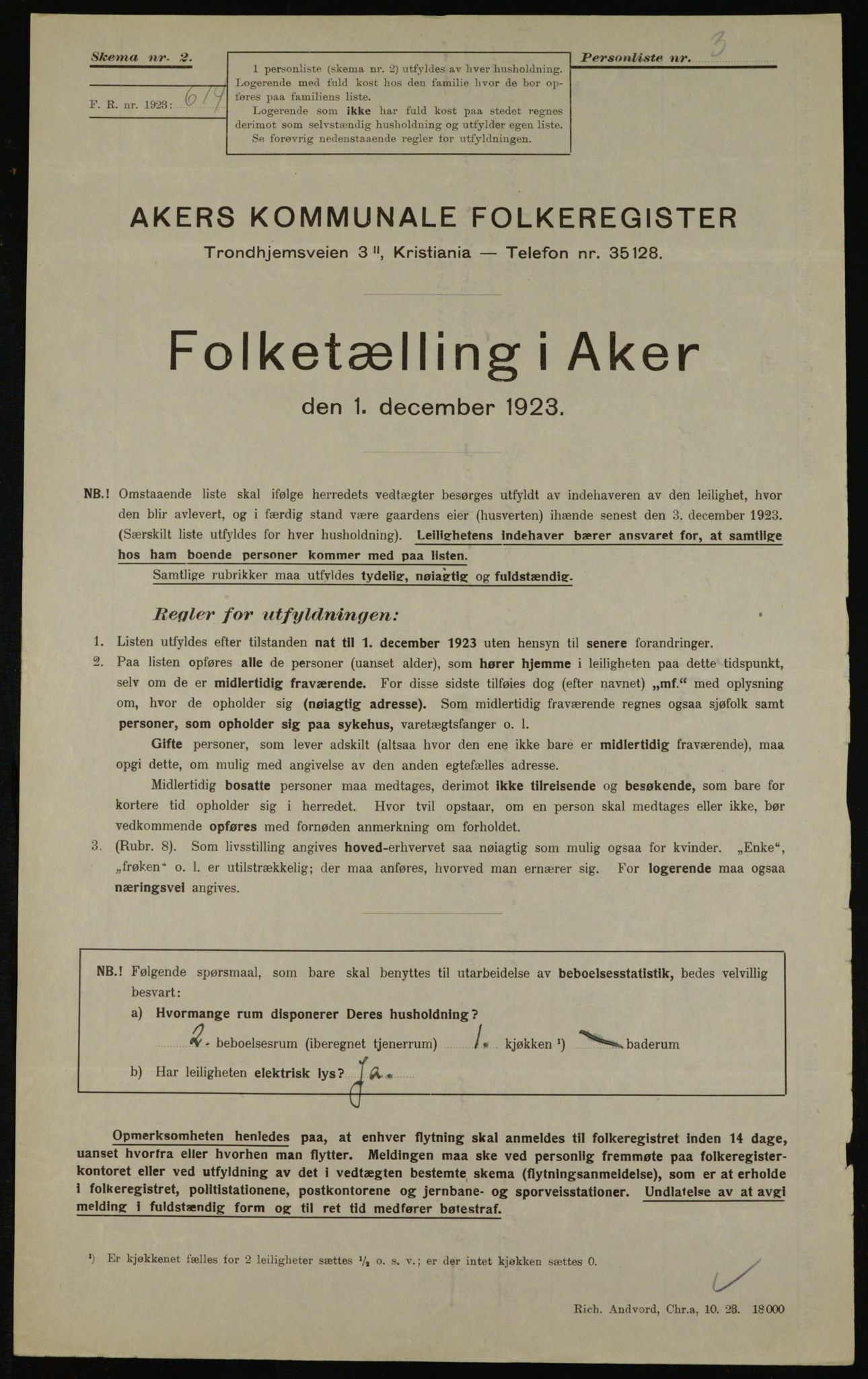 , Kommunal folketelling 1.12.1923 for Aker, 1923, s. 40400