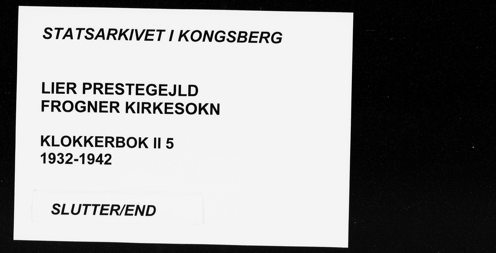 Lier kirkebøker, AV/SAKO-A-230/G/Gb/L0005: Klokkerbok nr. II 5, 1932-1942